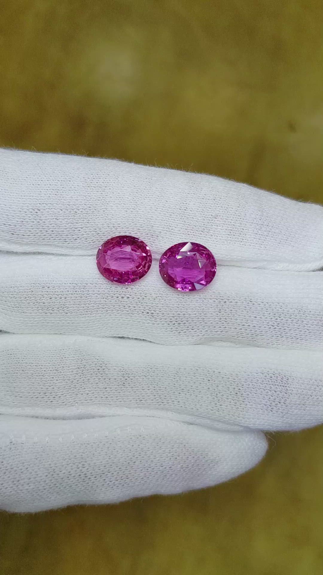 7.07 Ct.Tw.Total Carat Weight Pink Sapphire Pair from Madagascar Size Video