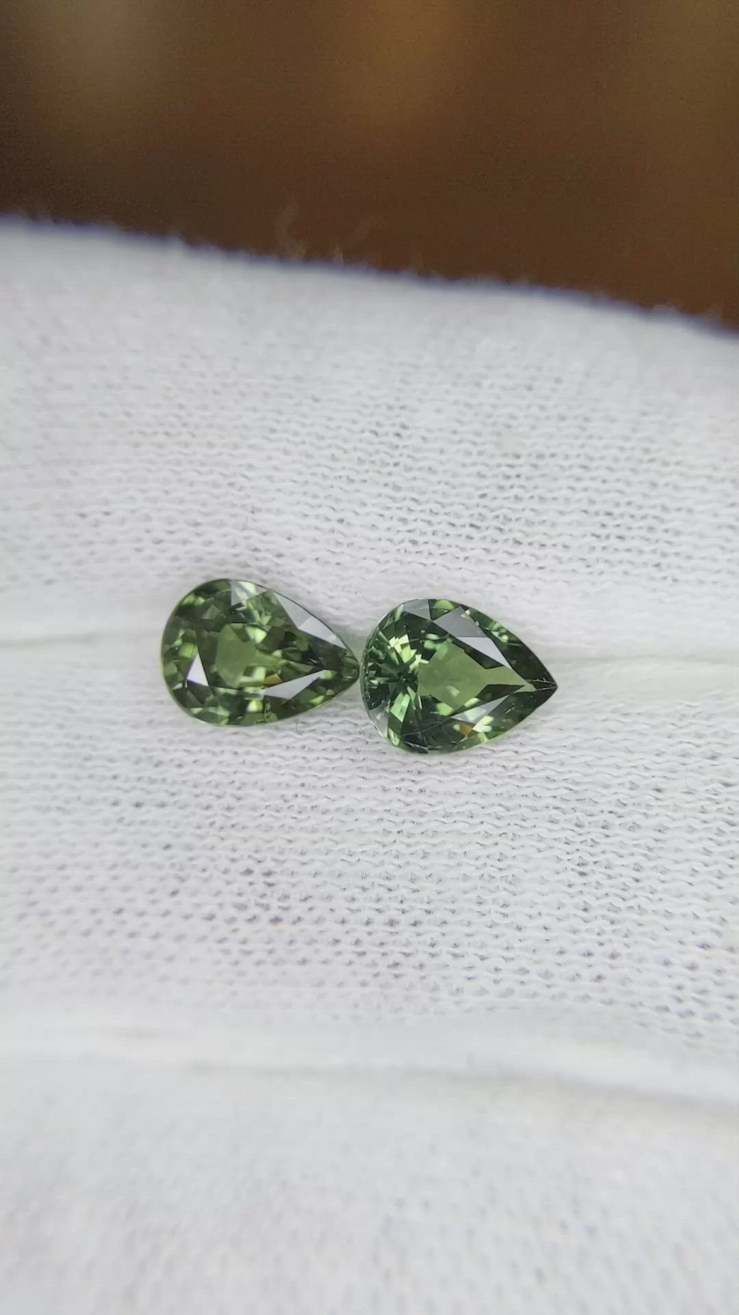 2.93&nbsp;Ct.Tw.Total Carat Weight Green Sapphire Pair from Madagascar Size Video