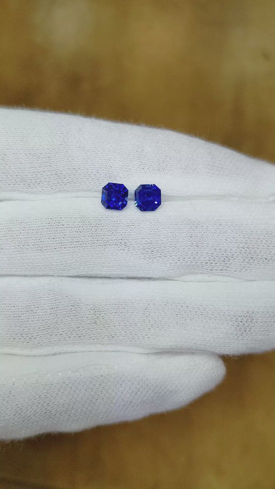 1.75 Ct.Tw.Total Carat Weight Blue Sapphire Pair from Ceylon (Sri Lanka) Size Video