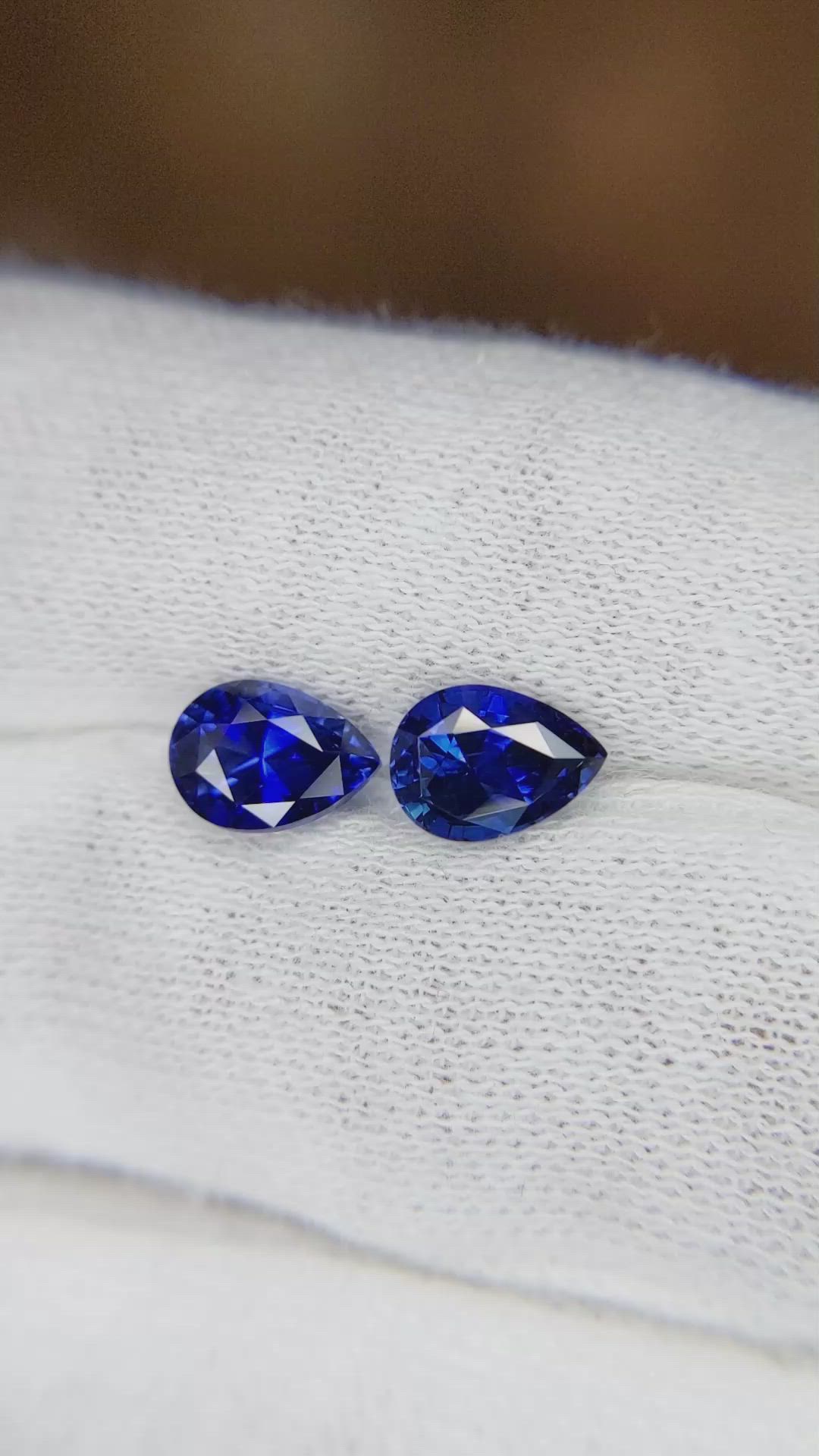 2.86 Ct.Tw.Total Carat Weight Blue Sapphire Pair from Ceylon (Sri Lanka) Size Video