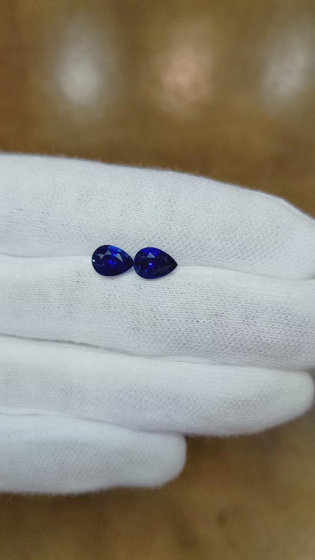 2.86 Ct.Tw.Total Carat Weight Blue Sapphire Pair from Ceylon (Sri Lanka) Size Video