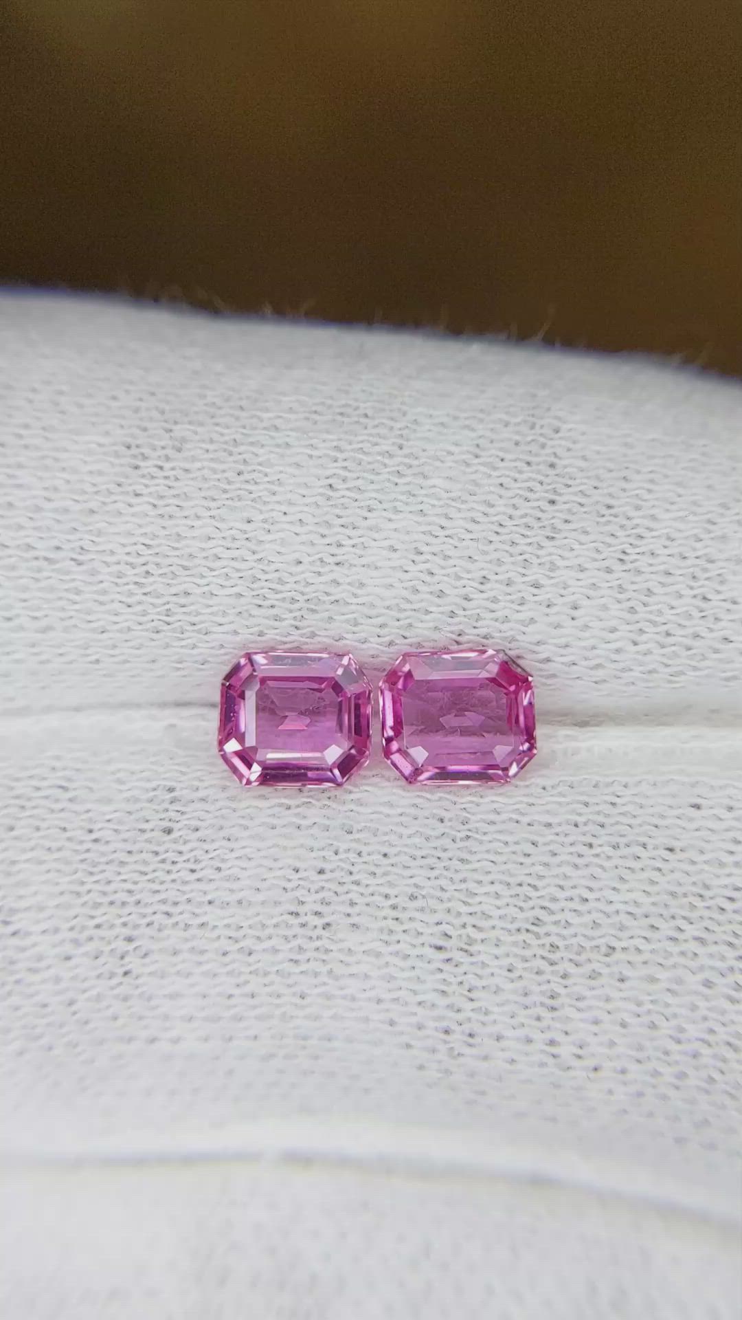 2.12 Ct.Tw.Total Carat Weight Pink Sapphire Pair from Ceylon (Sri Lanka) Size Video