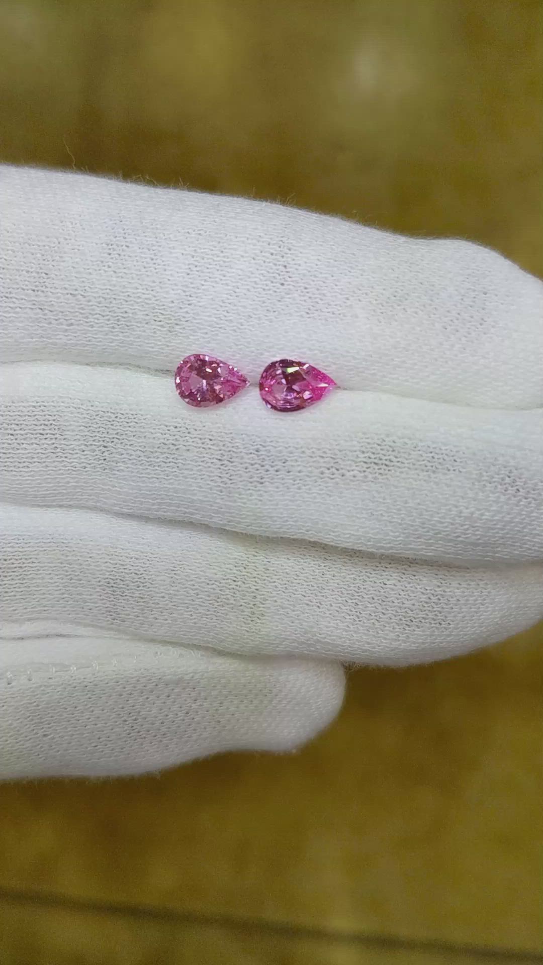 1.38 Ct.Tw.Total Carat Weight Pink Sapphire Pair from Ceylon (Sri Lanka) Size Video