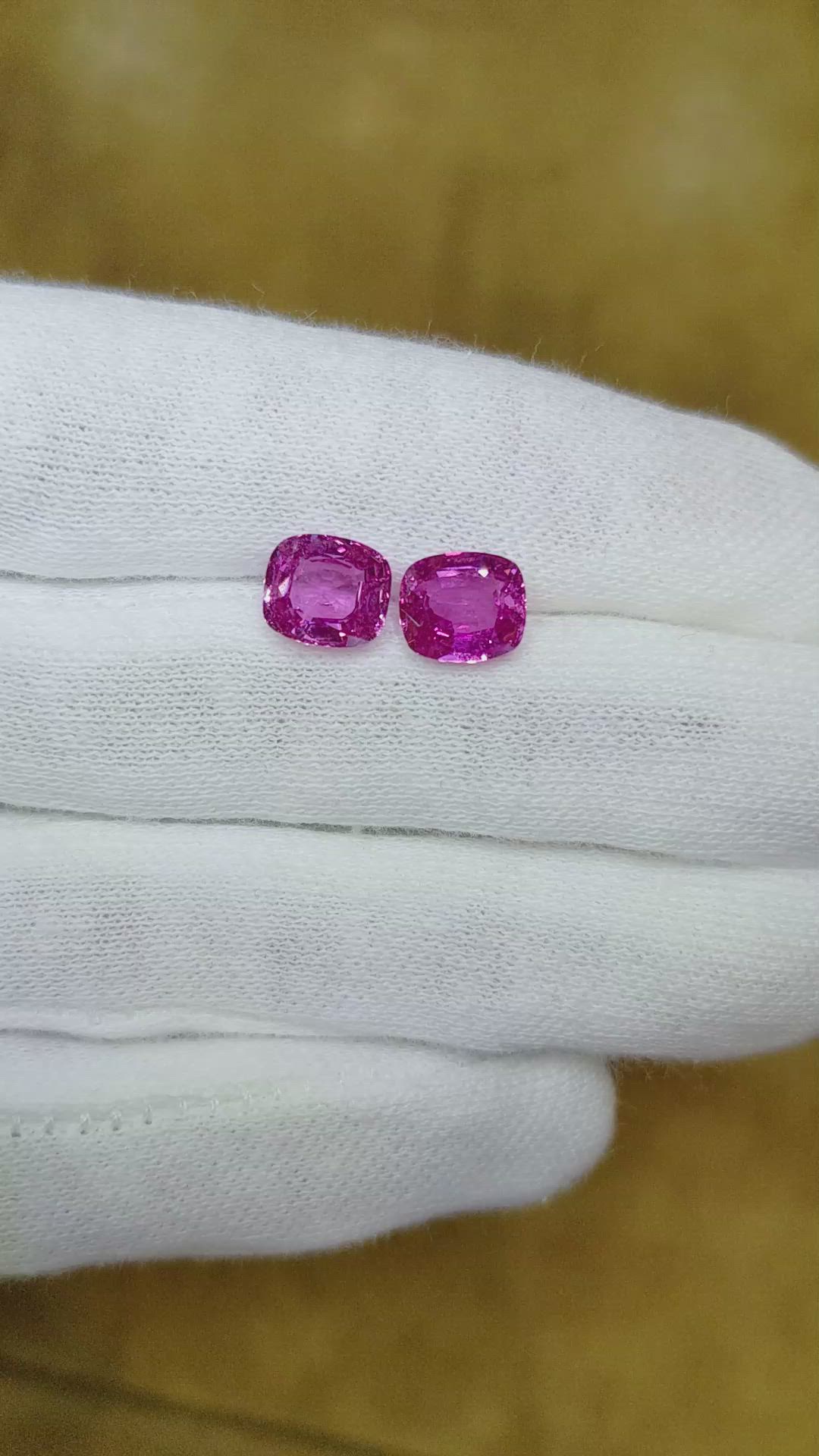 4.08 Ct.Tw.Total Carat Weight Pink Sapphire Pair from Ceylon (Sri Lanka) Size Video