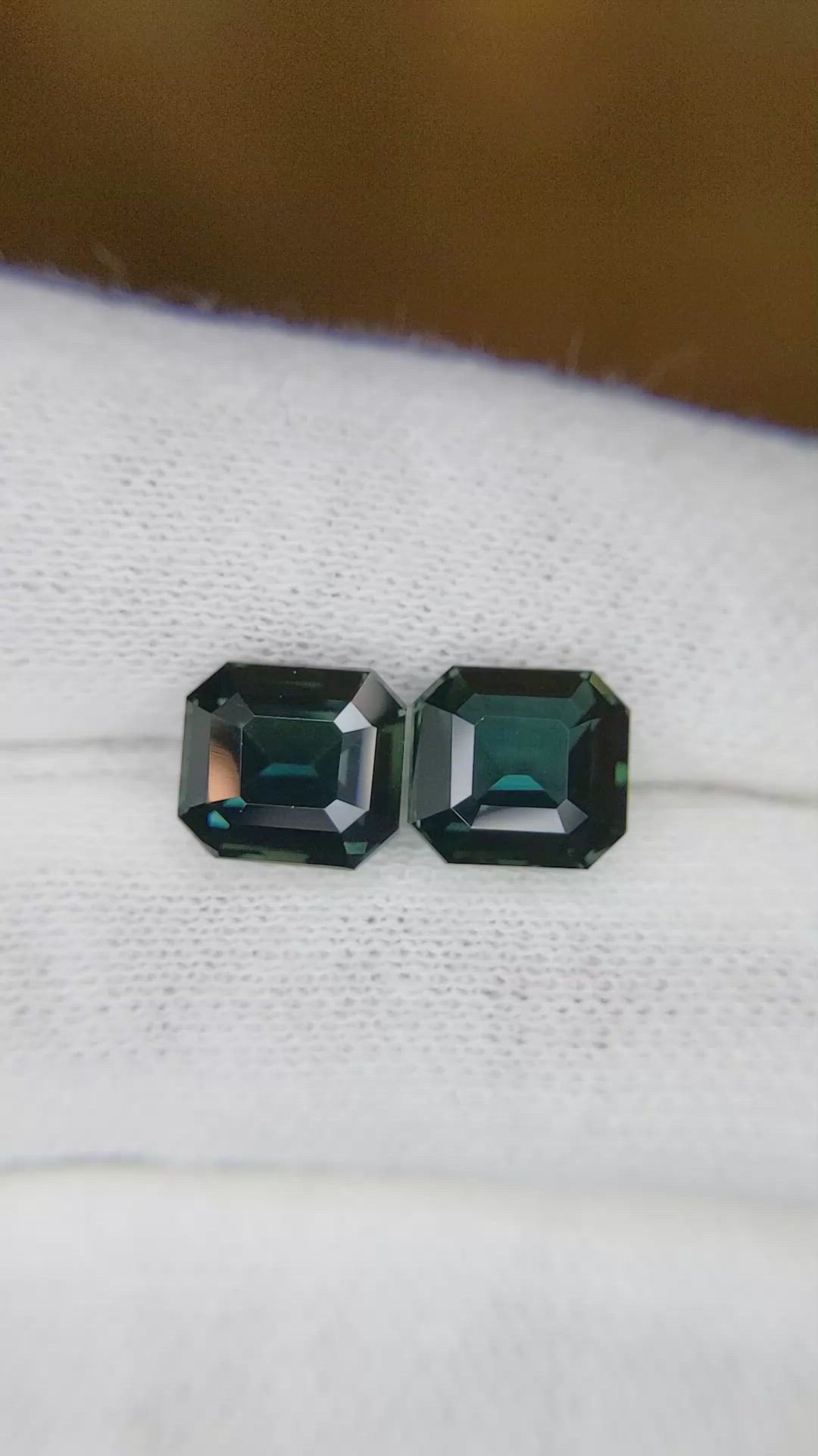 6.07 Ct.Tw.Total Carat Weight Bluish Green Sapphire Pair from Madagascar Size Video