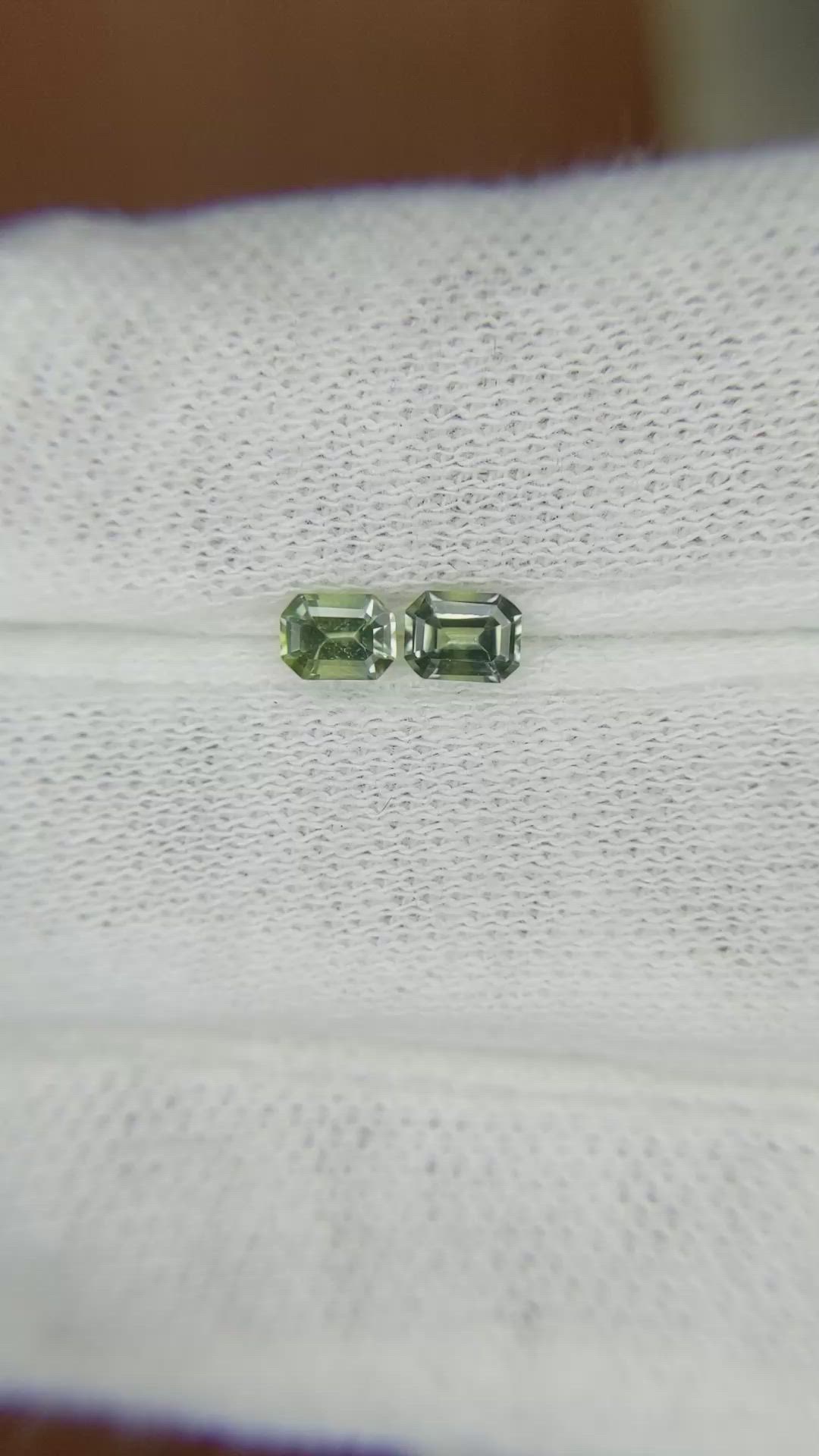 0.50 Ct.Tw.Total Carat Weight Green Sapphire Pair from Madagascar Size Video