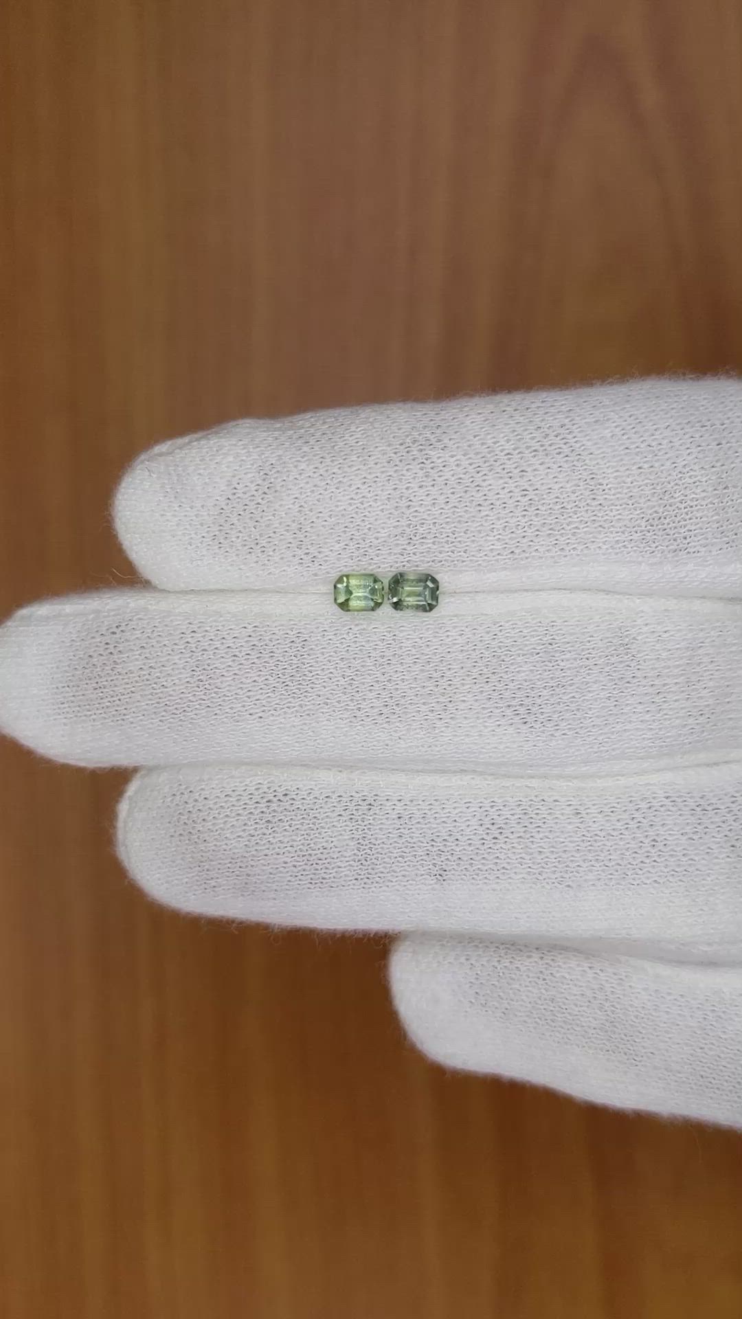 0.50 Ct.Tw.Total Carat Weight Green Sapphire Pair from Madagascar Size Video