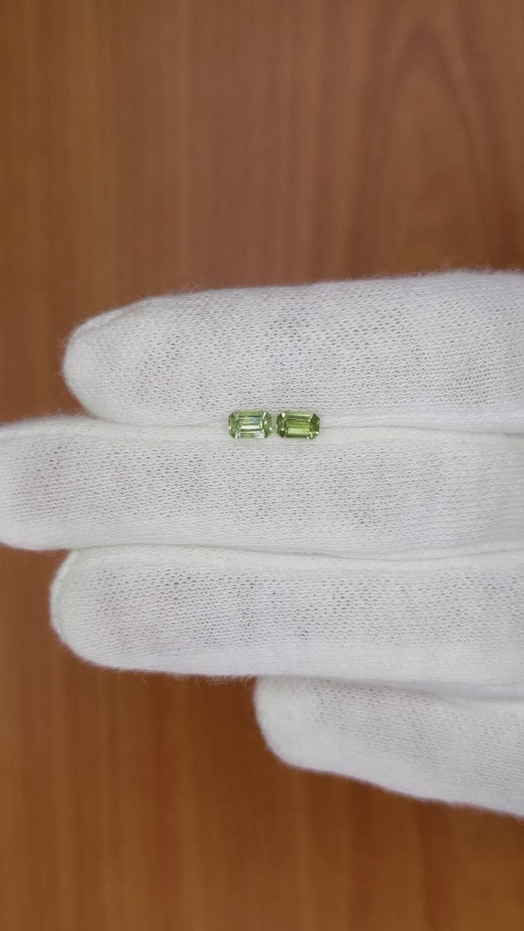 0.60 Ct.Tw.Total Carat Weight Yellowish Green Sapphire Pair from Madagascar Size Video