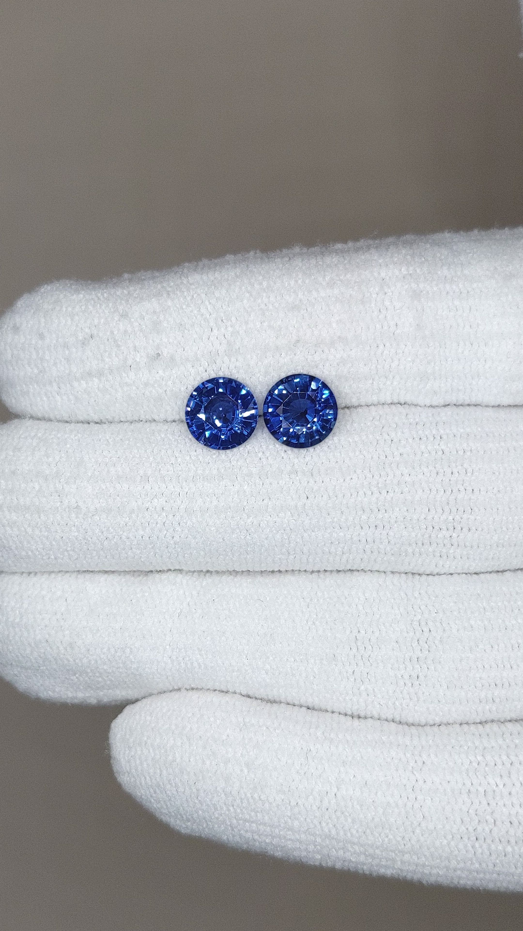 2.43 Ct.Tw.Total Carat Weight Blue Sapphire Pair from Ceylon (Sri Lanka) Size Video