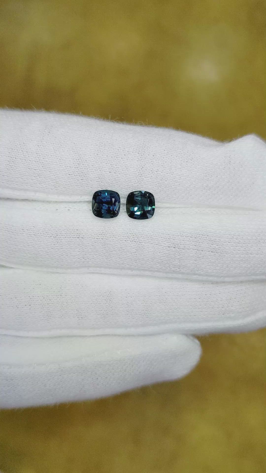 2.36&nbsp;Ct.Tw.Total Carat Weight Greenish Blue Sapphire Pair from Madagascar Size Video