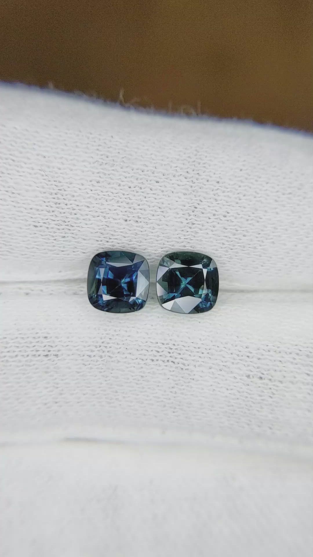 2.36&nbsp;Ct.Tw.Total Carat Weight Greenish Blue Sapphire Pair from Madagascar Size Video