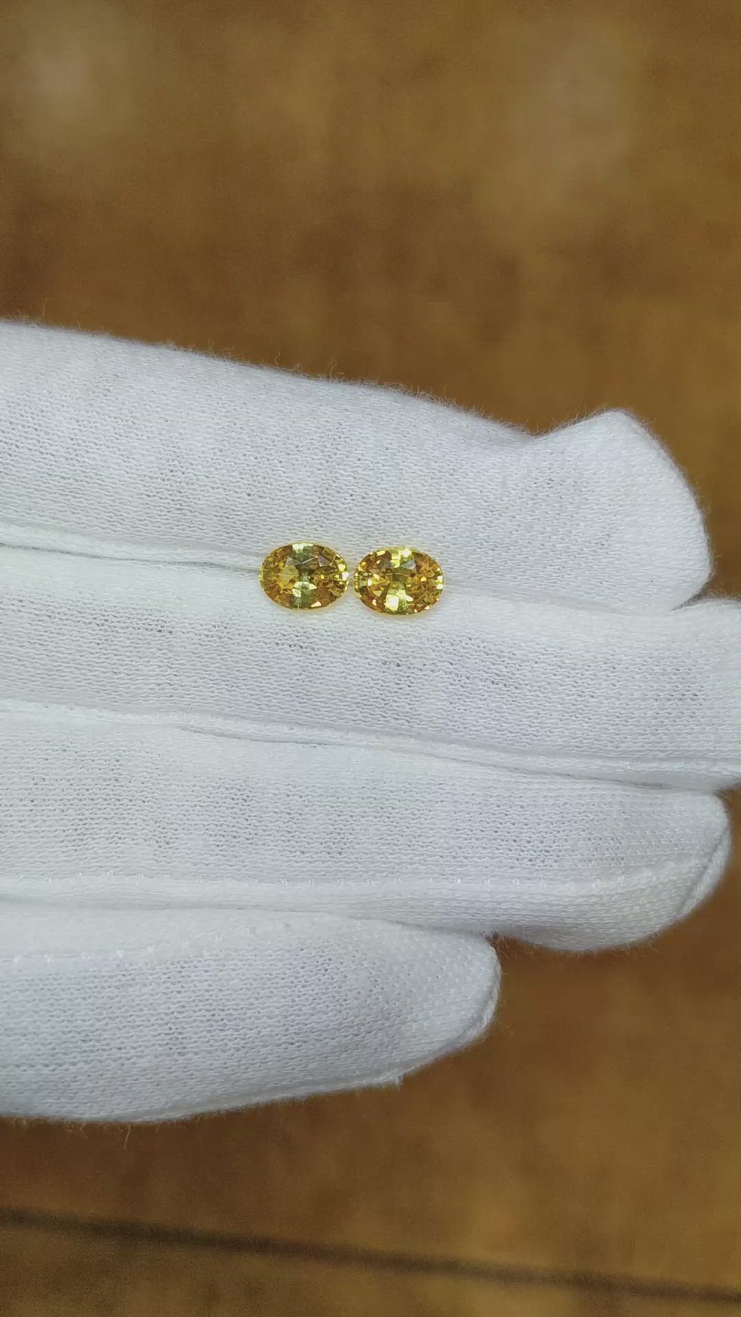 2.59 Ct.Tw.Total Carat Weight Yellow Sapphire Pair from Ceylon (Sri Lanka) Size Video