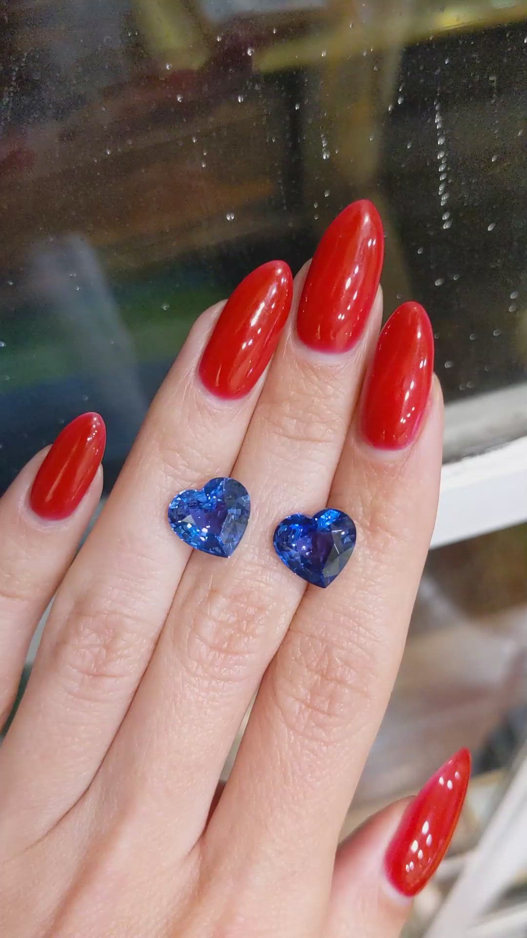 9.37&nbsp;Ct.Tw.Total Carat Weight Blue Sapphire Pair from Ceylon (Sri Lanka) Size Video