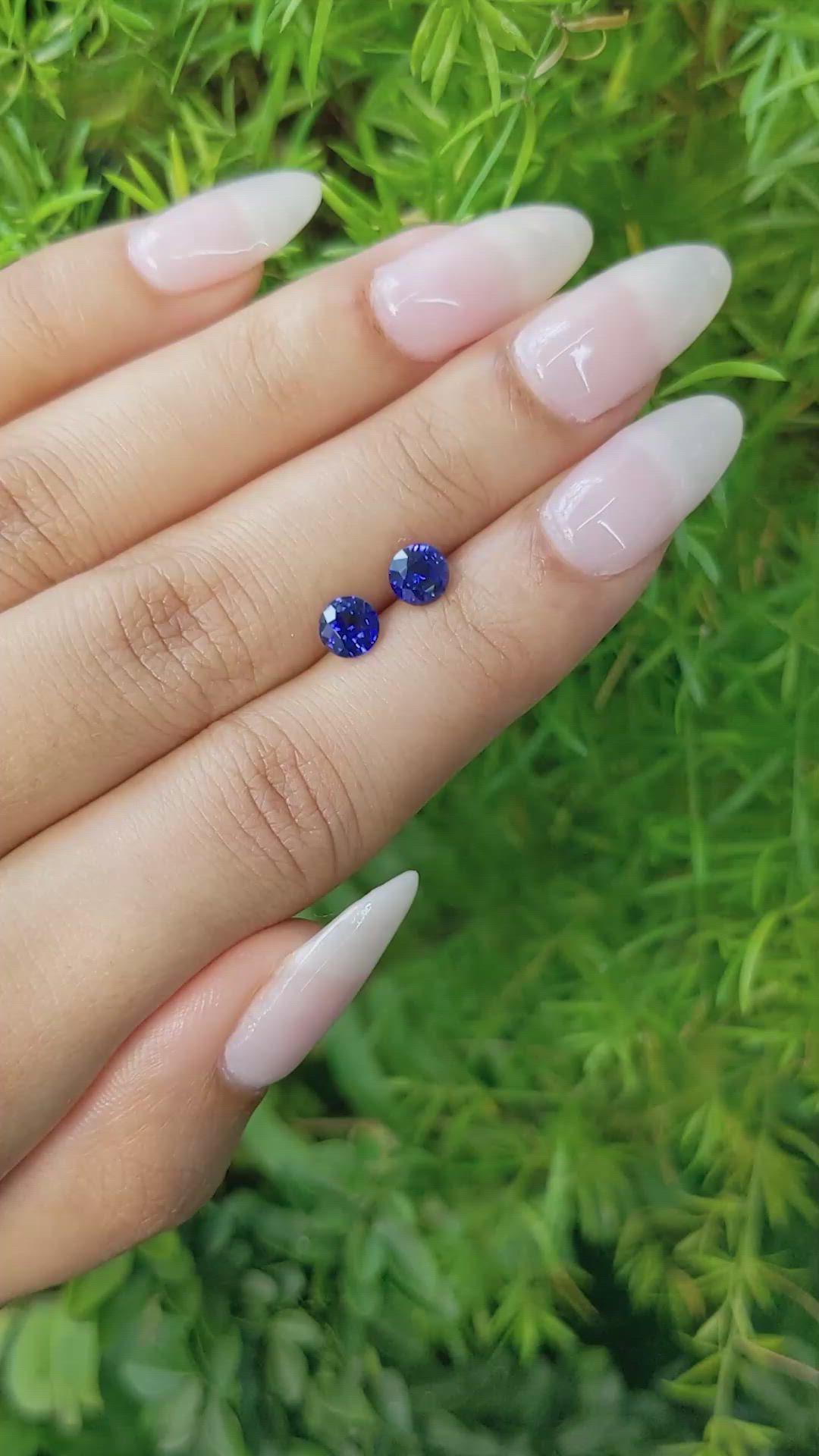 1.37&nbsp;Ct.Tw.Total Carat Weight Blue Sapphire Pair from Ceylon (Sri Lanka) Size Video