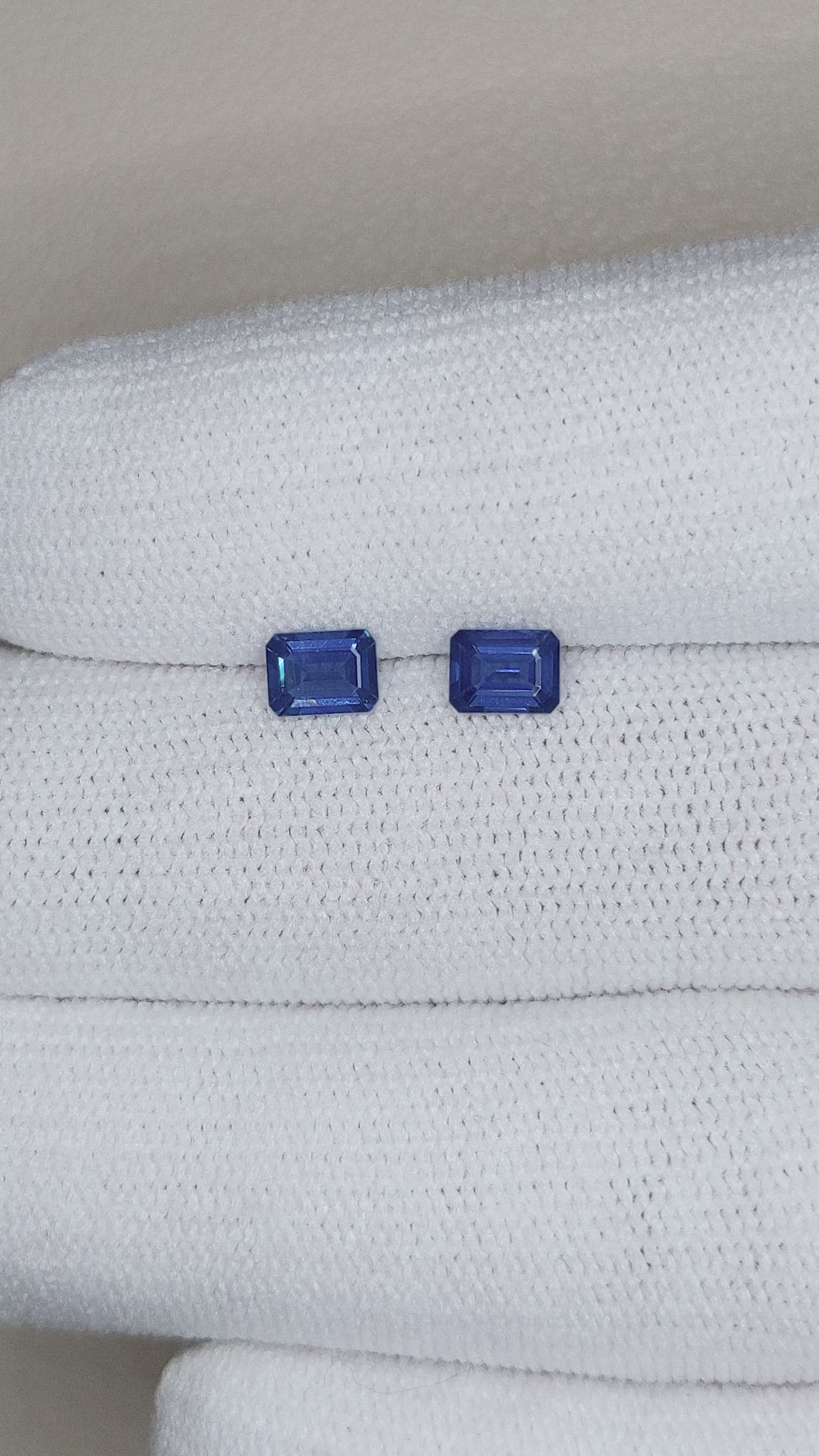 0.83 Ct.Tw.Total Carat Weight Blue Sapphire Pair from Thailand Size Video