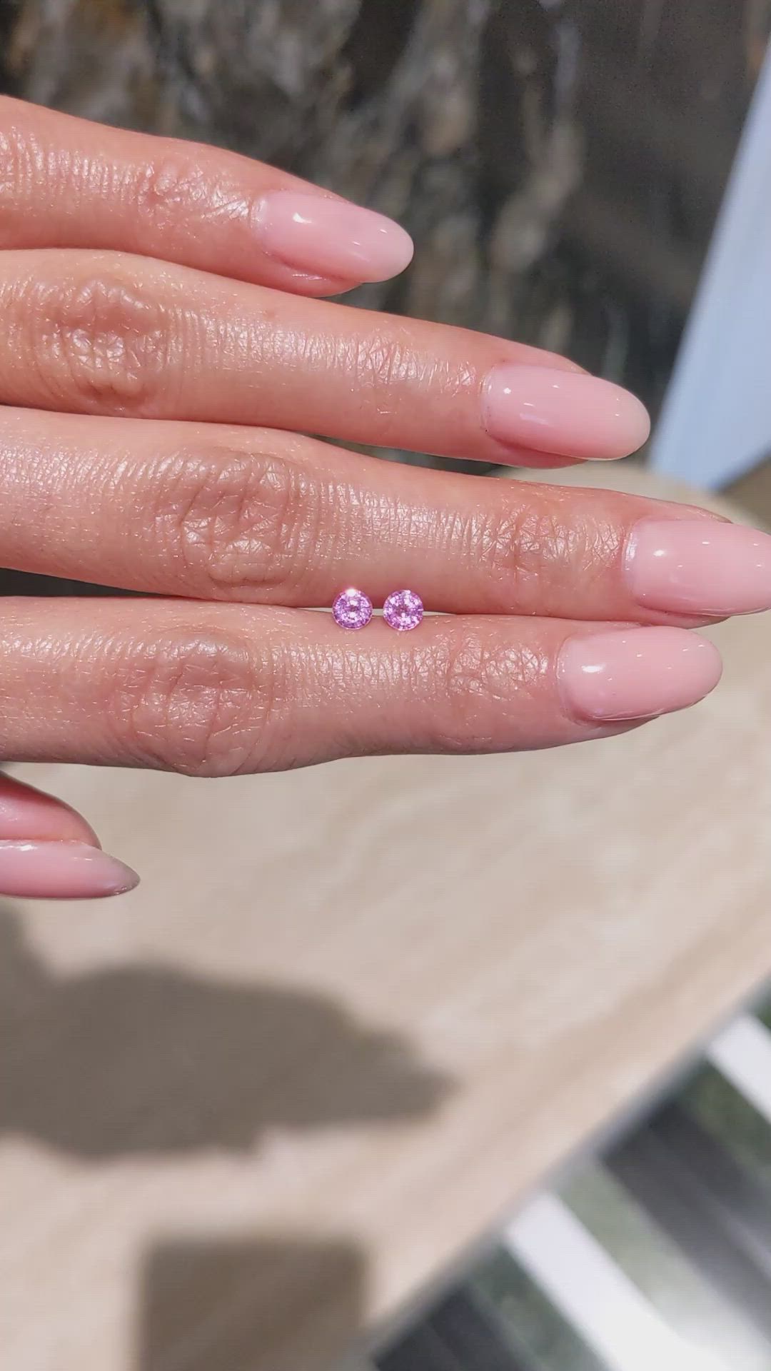 0.60 Ct.Tw.Total Carat Weight Pink Sapphire Pair from Ceylon (Sri Lanka) Size Video