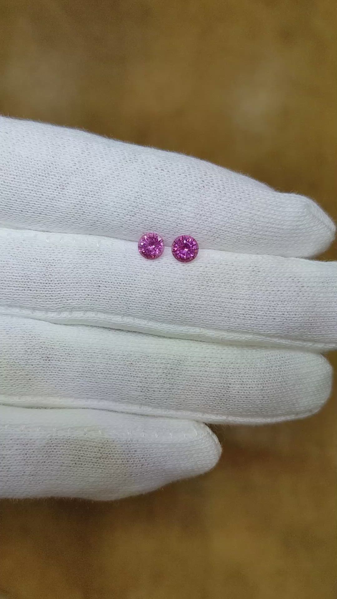 0.83 Ct.Tw.Total Carat Weight Pink Sapphire Pair from Ceylon (Sri Lanka) Size Video