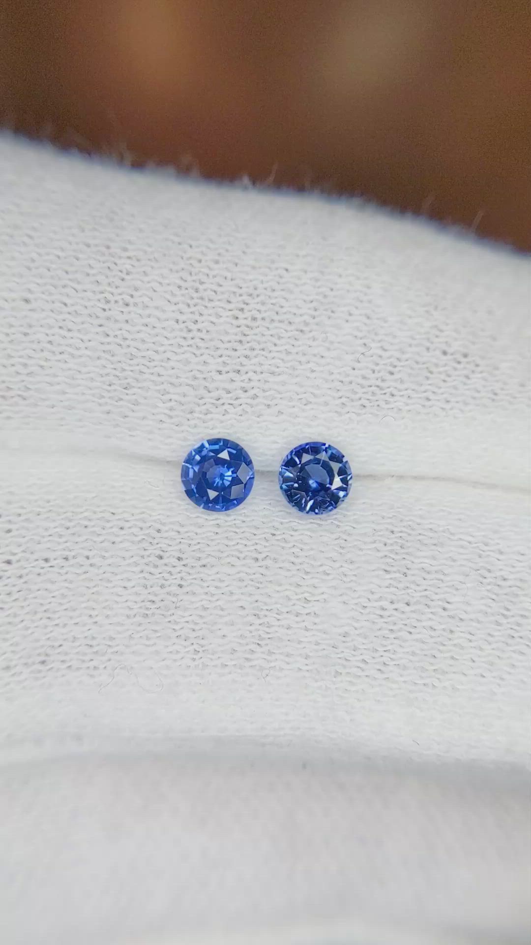 0.79 Ct.Tw.Total Carat Weight Blue Sapphire Pair from Ceylon (Sri Lanka) Size Video