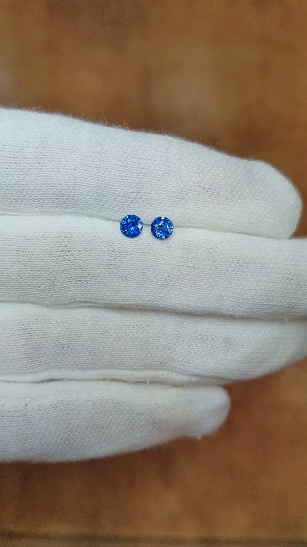 0.79 Ct.Tw.Total Carat Weight Blue Sapphire Pair from Ceylon (Sri Lanka) Size Video