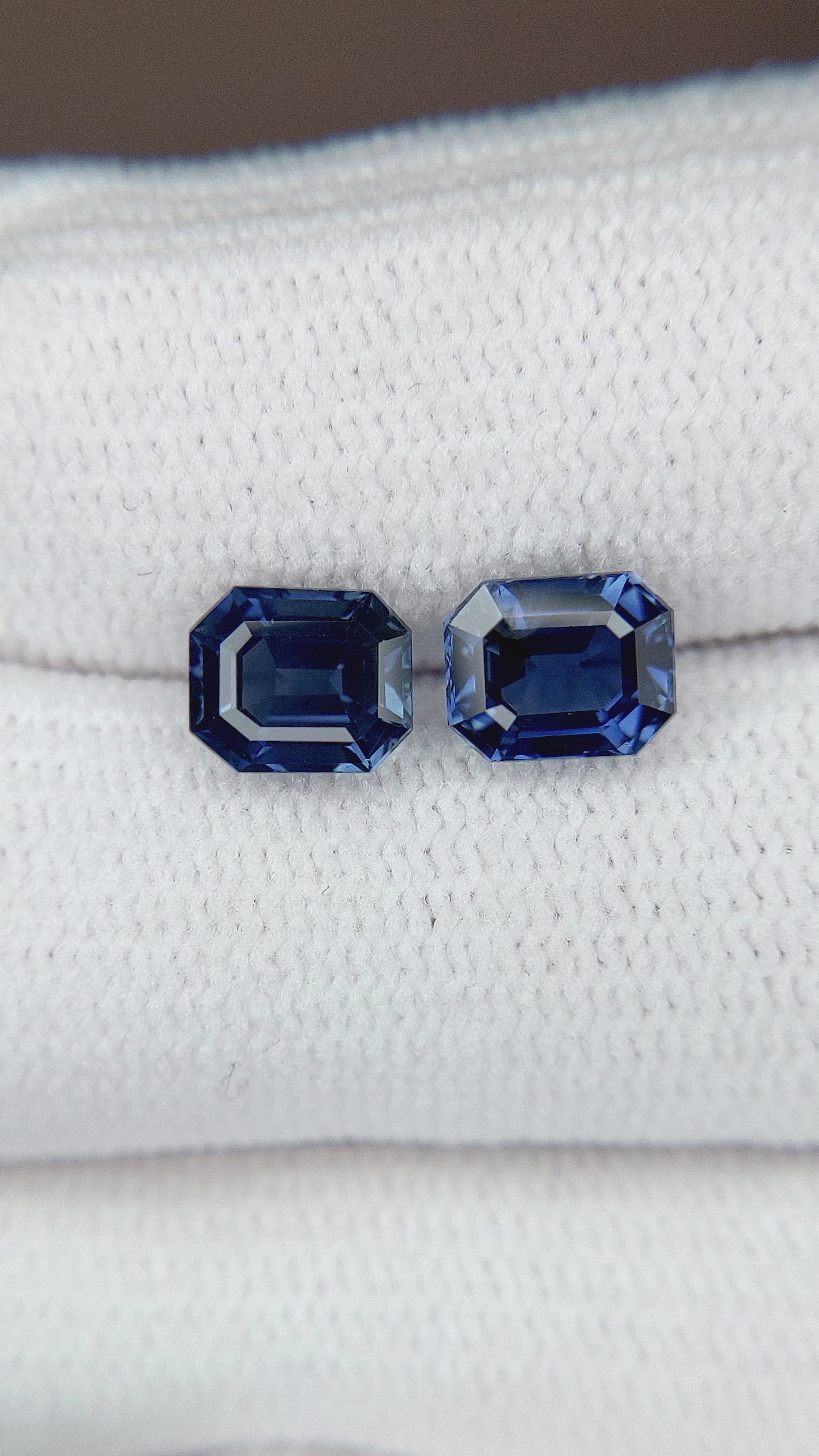 2.12&nbsp;Ct.Tw.Total Carat Weight Blue Sapphire Pair from Madagascar Size Video