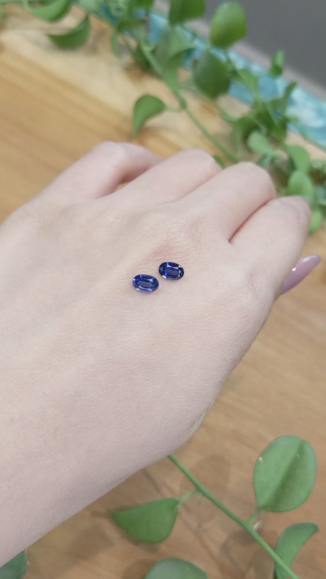 1.35 Ct.Tw.Total Carat Weight Blue Sapphire Pair from Ceylon (Sri Lanka) Size Video