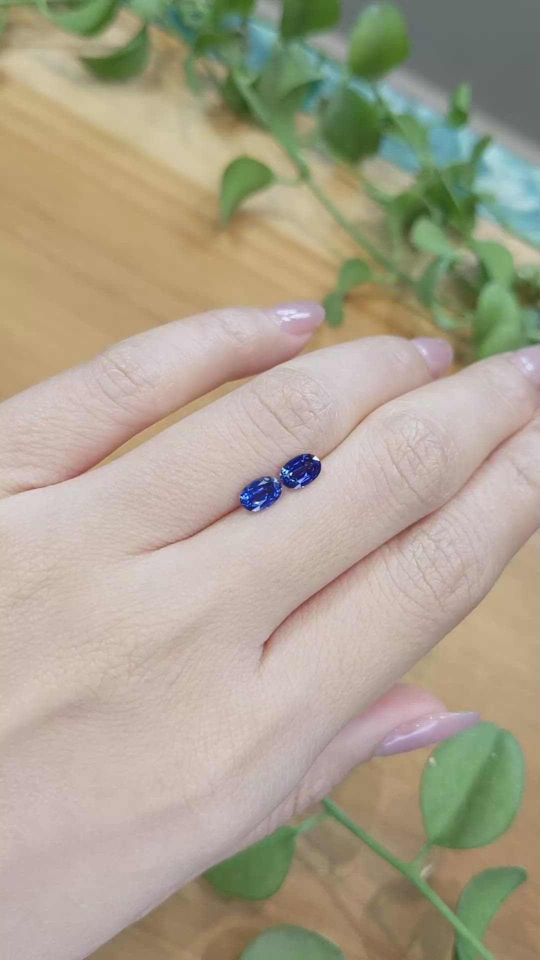 1.35 Ct.Tw.Total Carat Weight Blue Sapphire Pair from Ceylon (Sri Lanka) Size Video