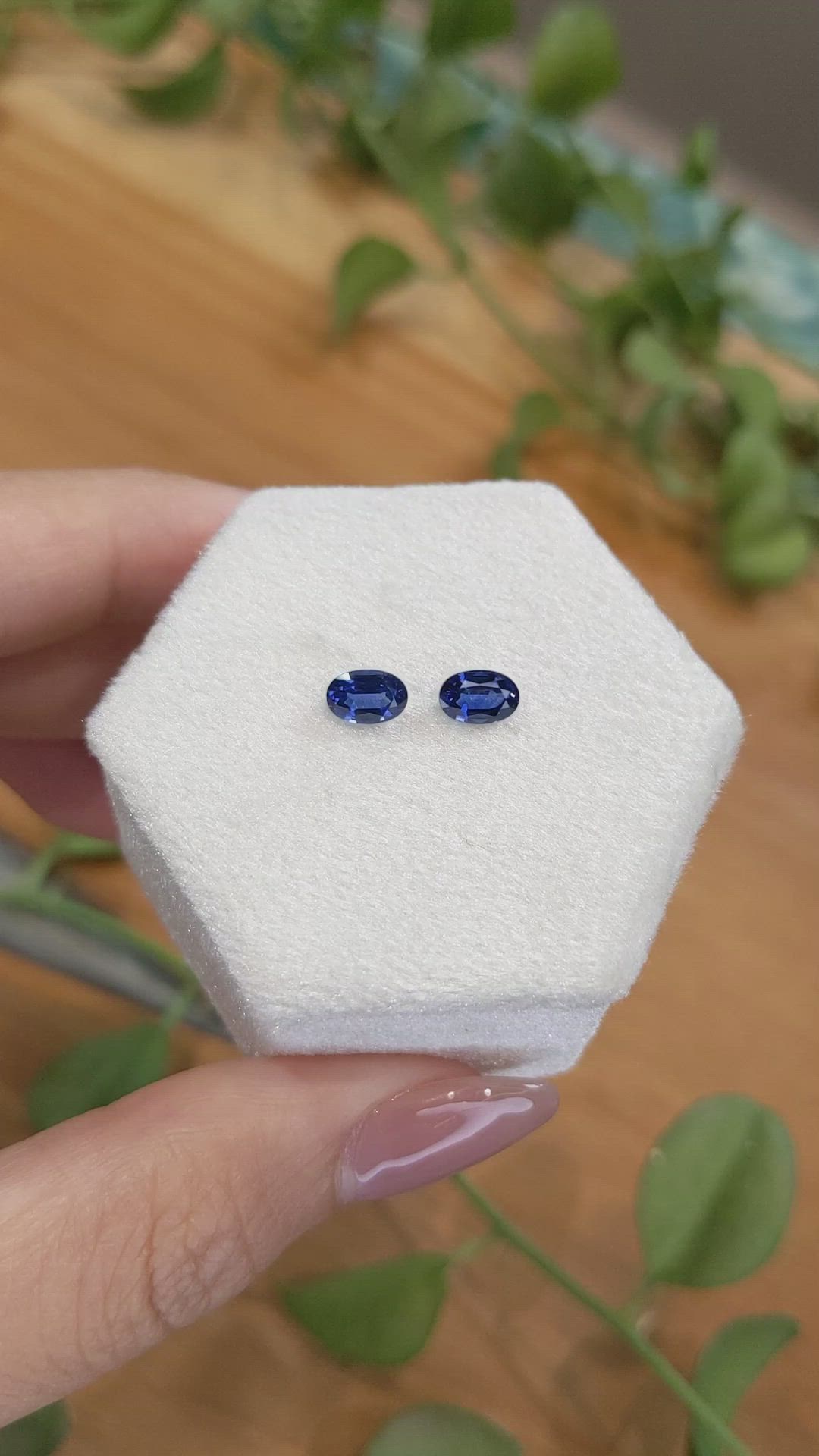 1.35 Ct.Tw.Total Carat Weight Blue Sapphire Pair from Ceylon (Sri Lanka) Size Video