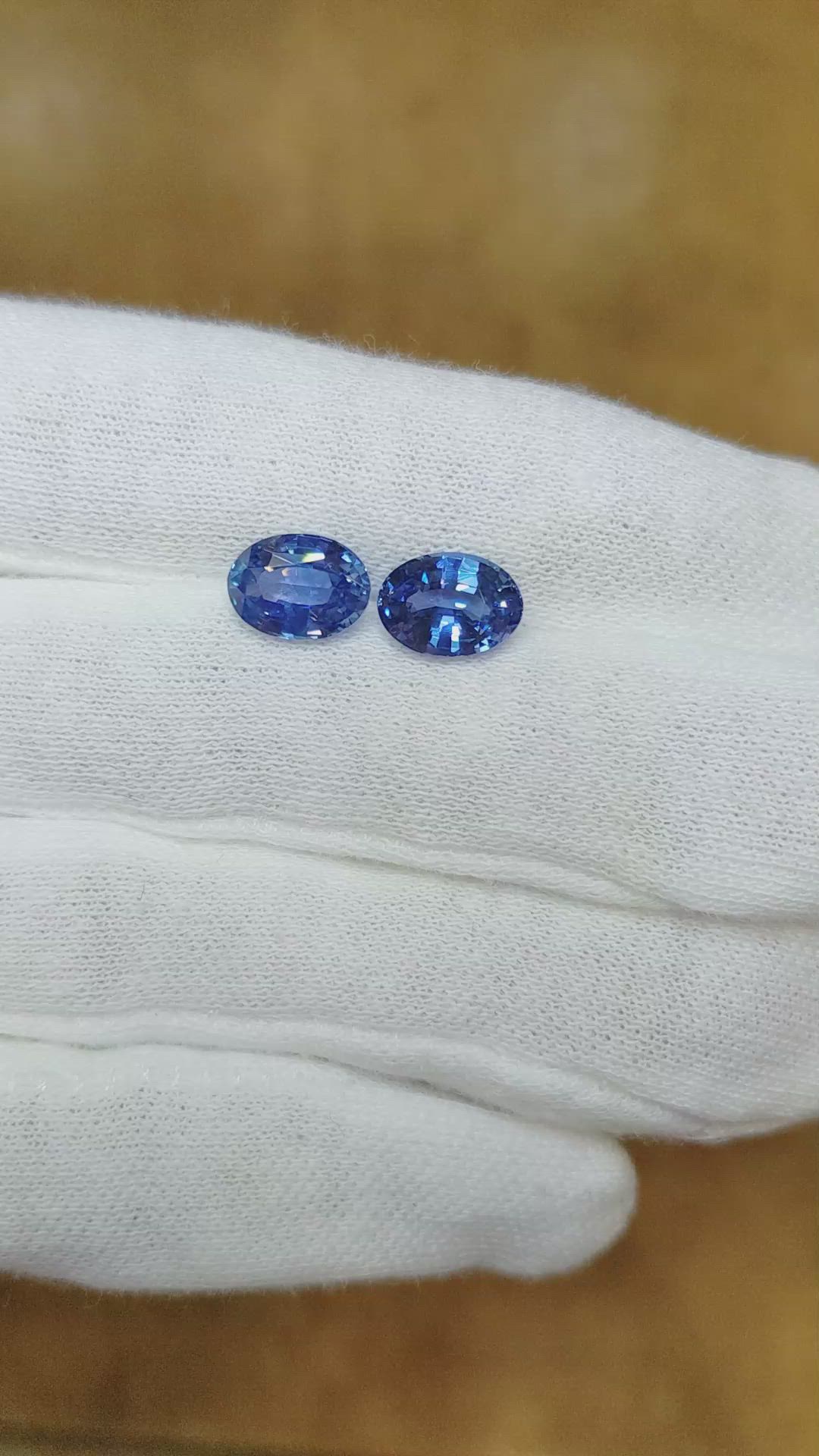4.87 Ct.Tw.Total Carat Weight Blue Sapphire Pair from Ceylon (Sri Lanka) Size Video