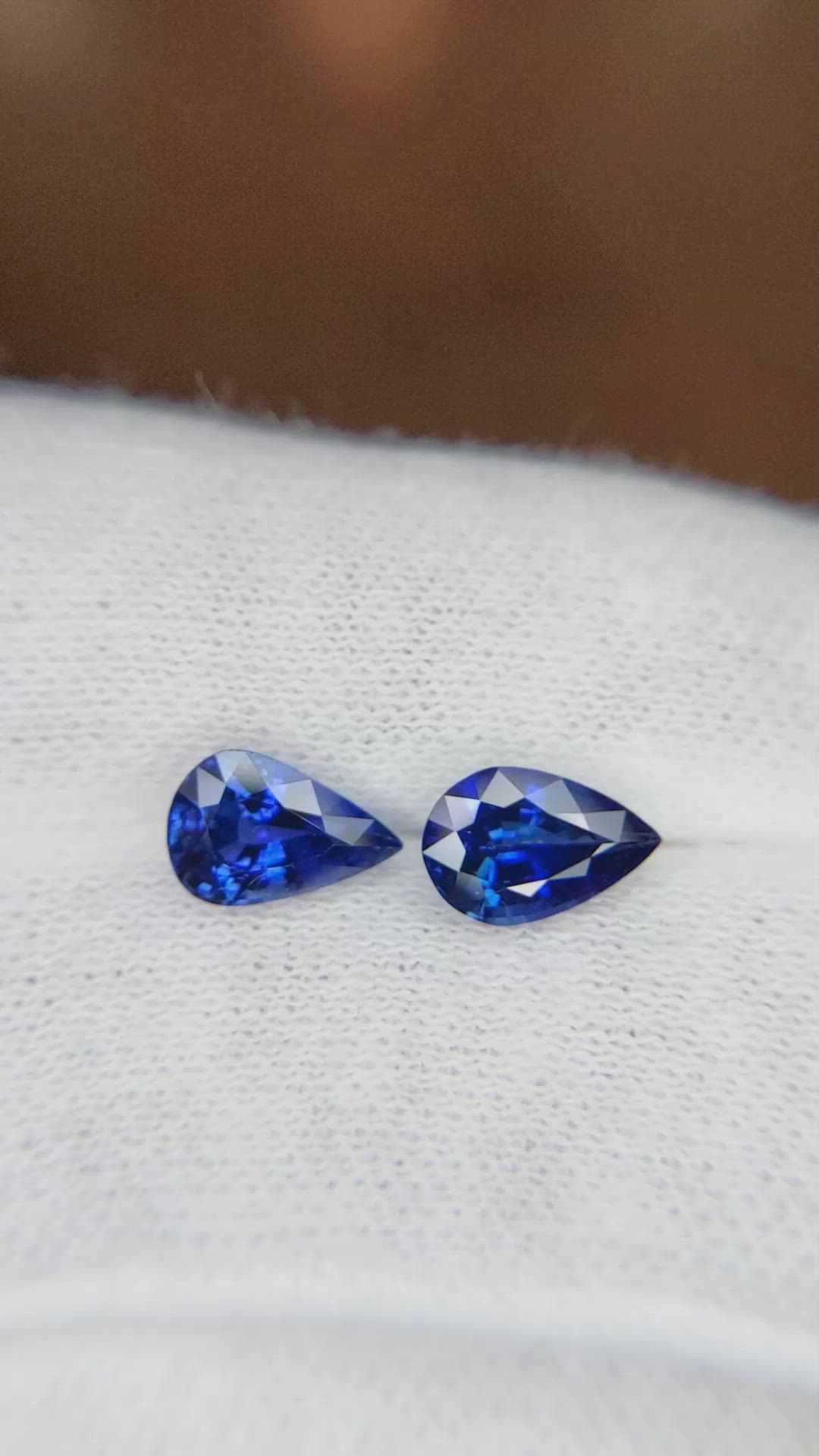2.71 Ct.Tw.Total Carat Weight Blue Sapphire Pair from Ceylon (Sri Lanka) Size Video