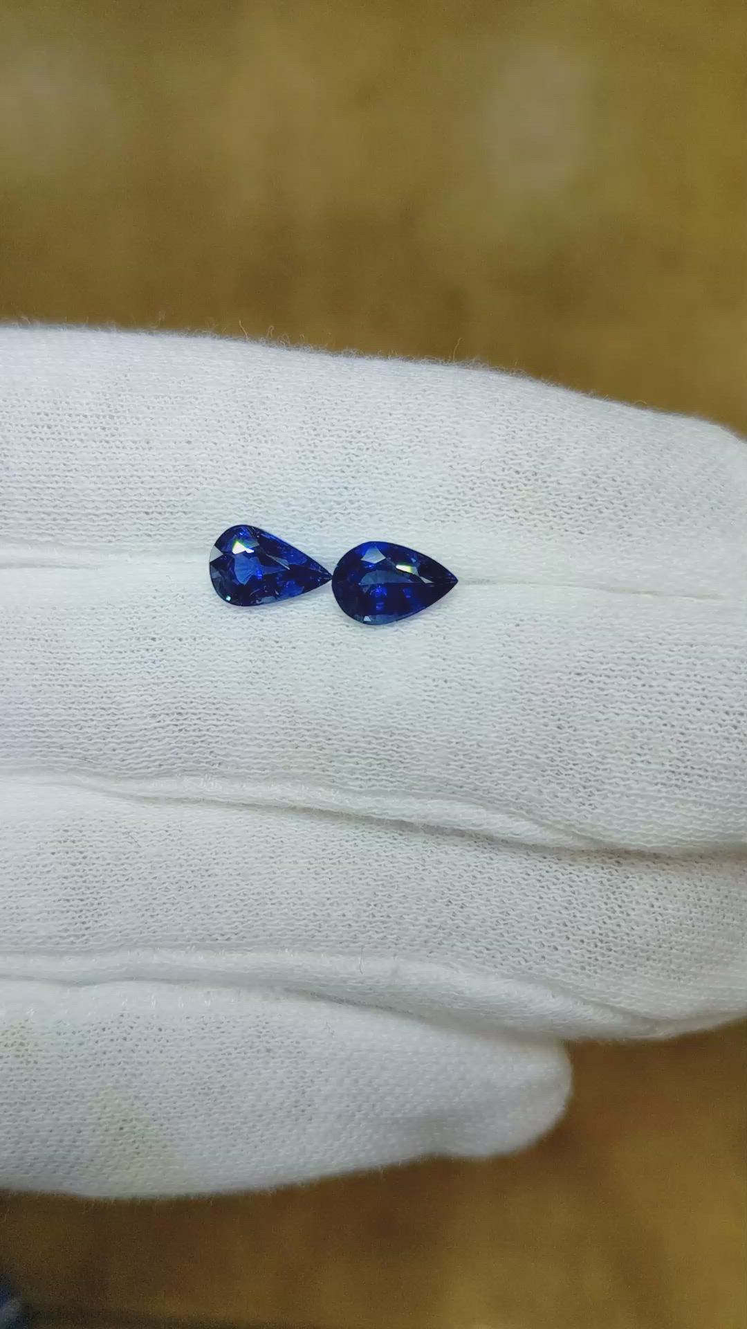 2.71 Ct.Tw.Total Carat Weight Blue Sapphire Pair from Ceylon (Sri Lanka) Size Video