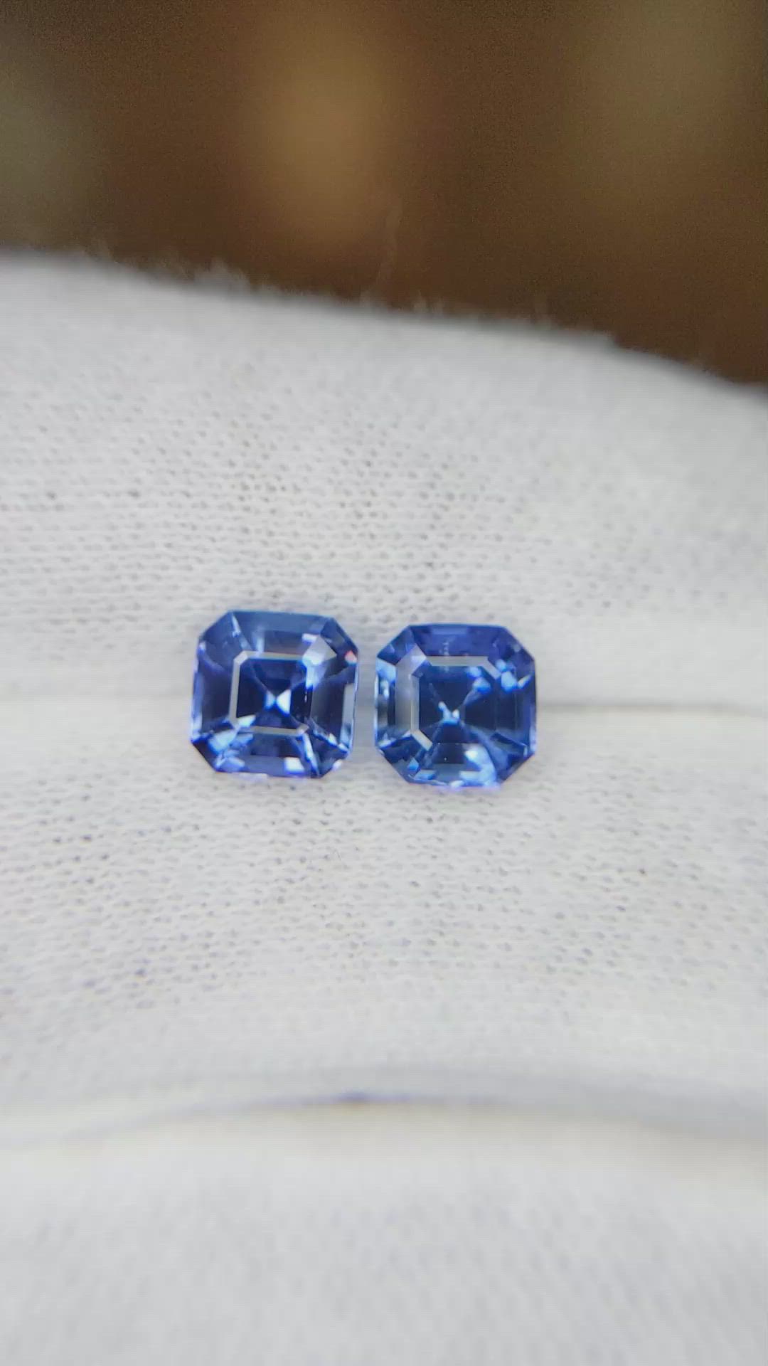 3.39&nbsp;Ct.Tw.Total Carat Weight Blue Sapphire Pair from Ceylon (Sri Lanka) Size Video