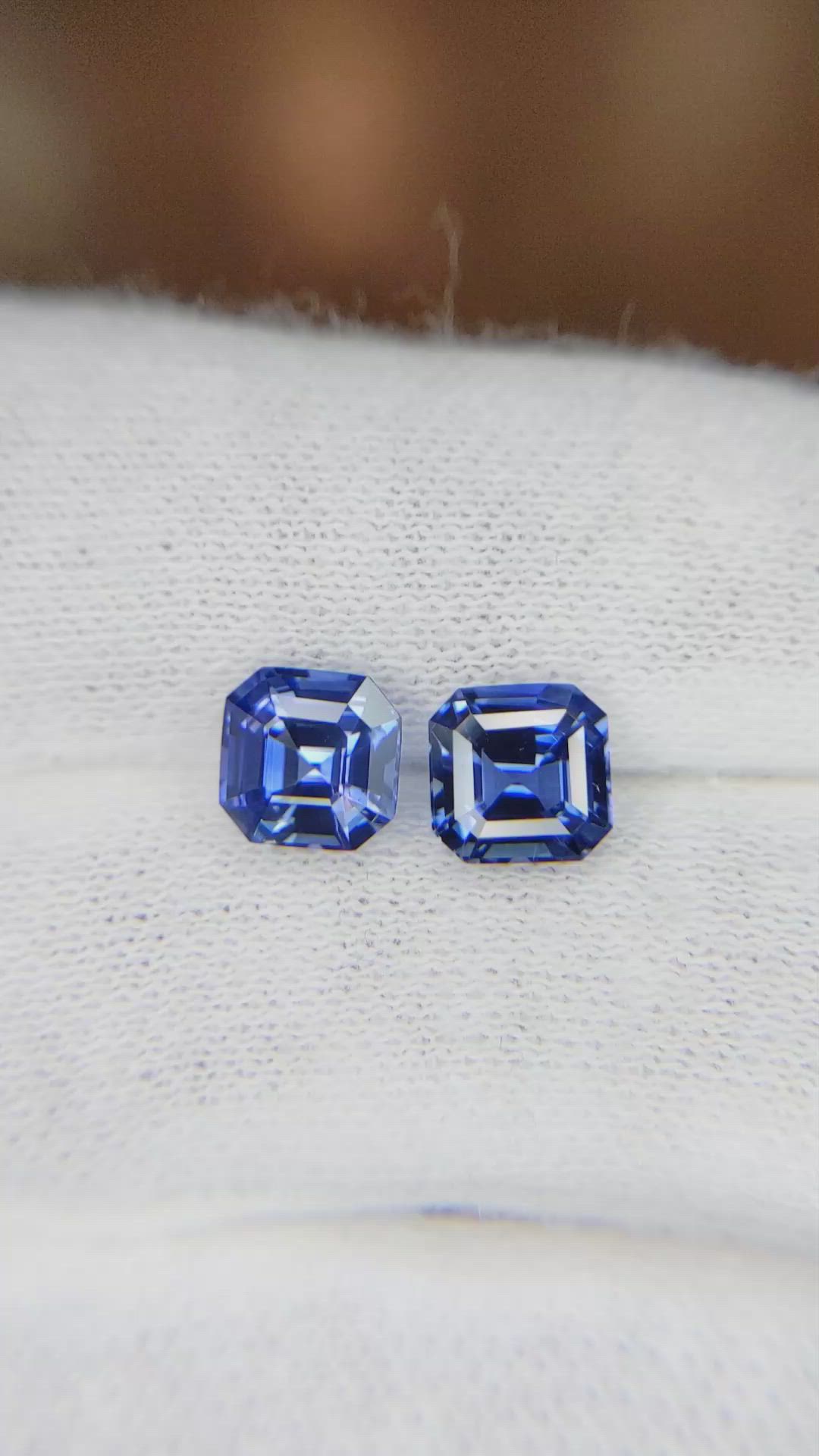 3.03 Ct.Tw.Total Carat Weight Blue Sapphire Pair from Ceylon (Sri Lanka) Size Video