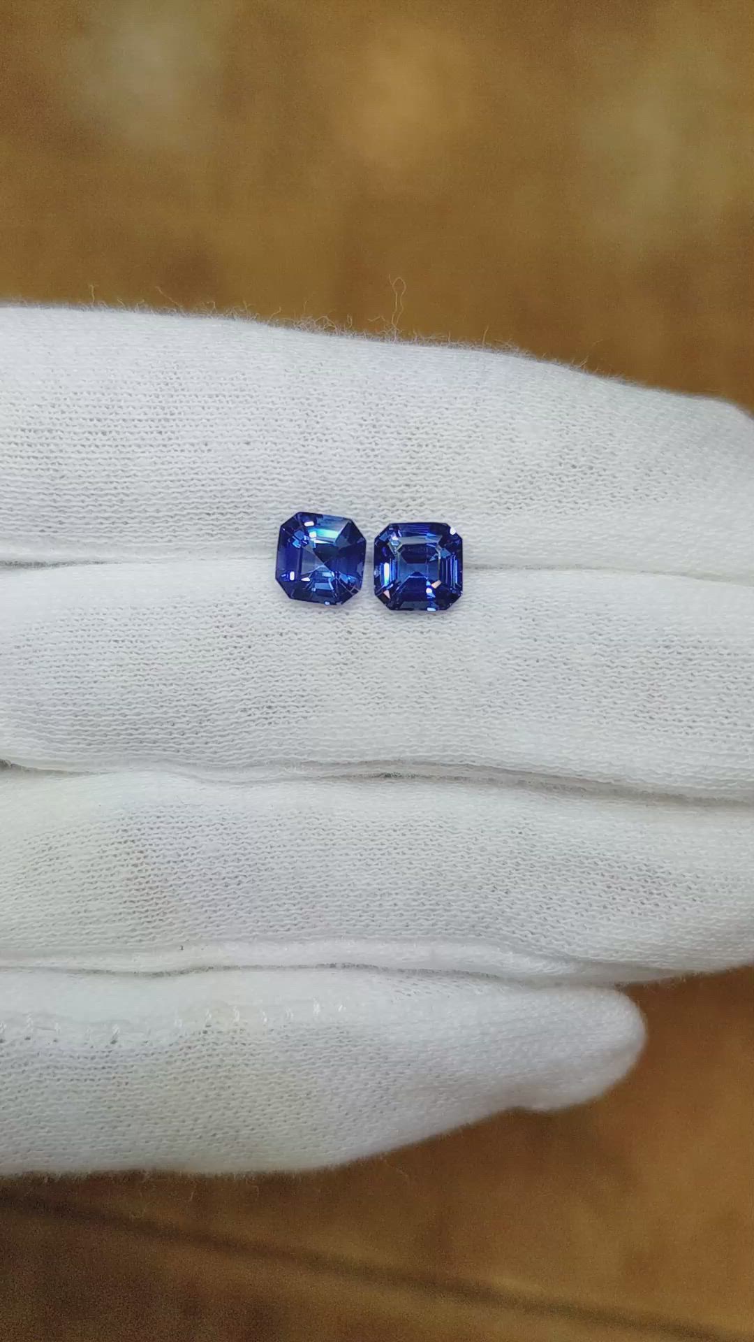 3.03 Ct.Tw.Total Carat Weight Blue Sapphire Pair from Ceylon (Sri Lanka) Size Video