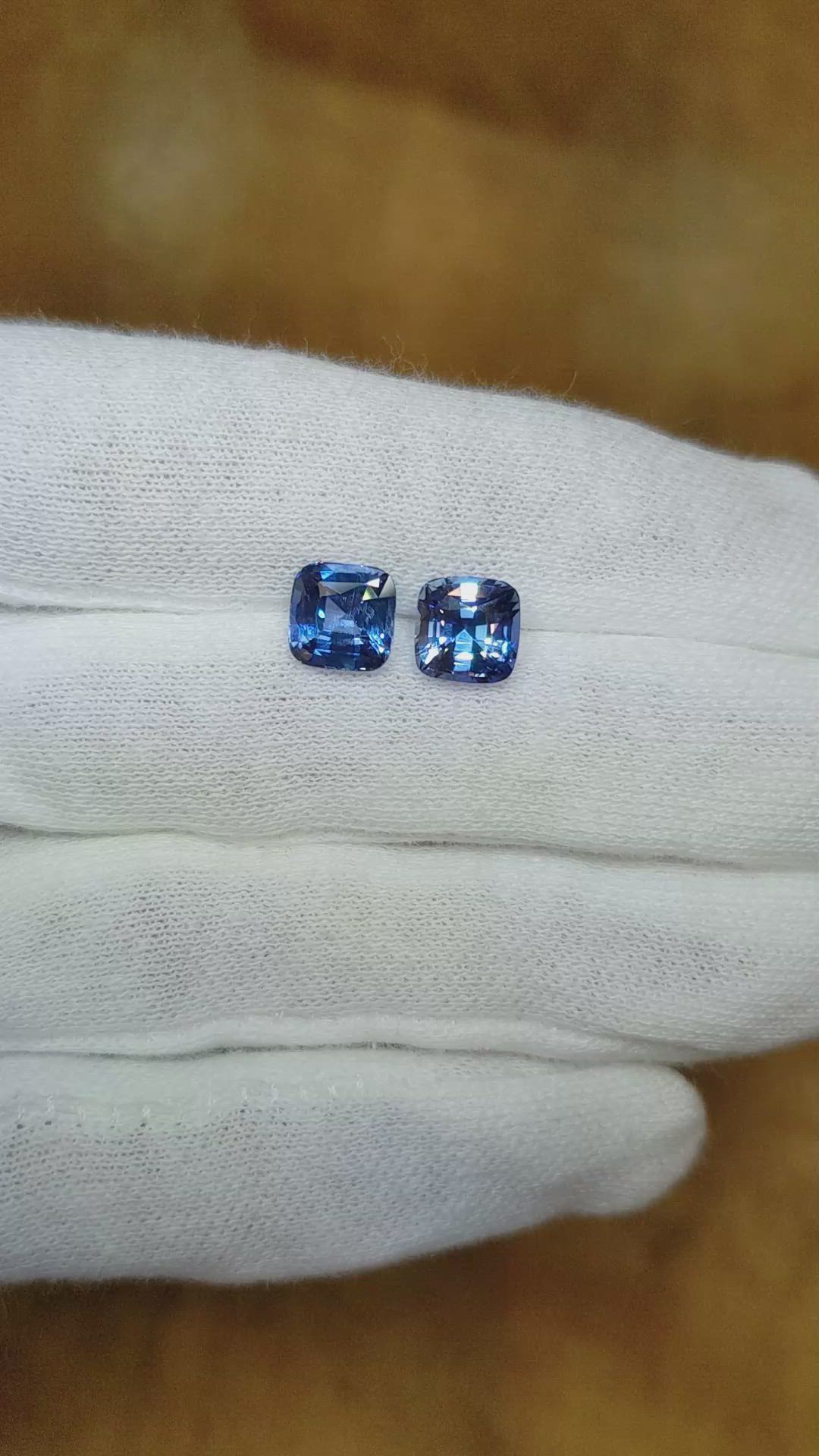4.83&nbsp;Ct.Tw.Total Carat Weight Blue Sapphire Pair from Ceylon (Sri Lanka) Size Video