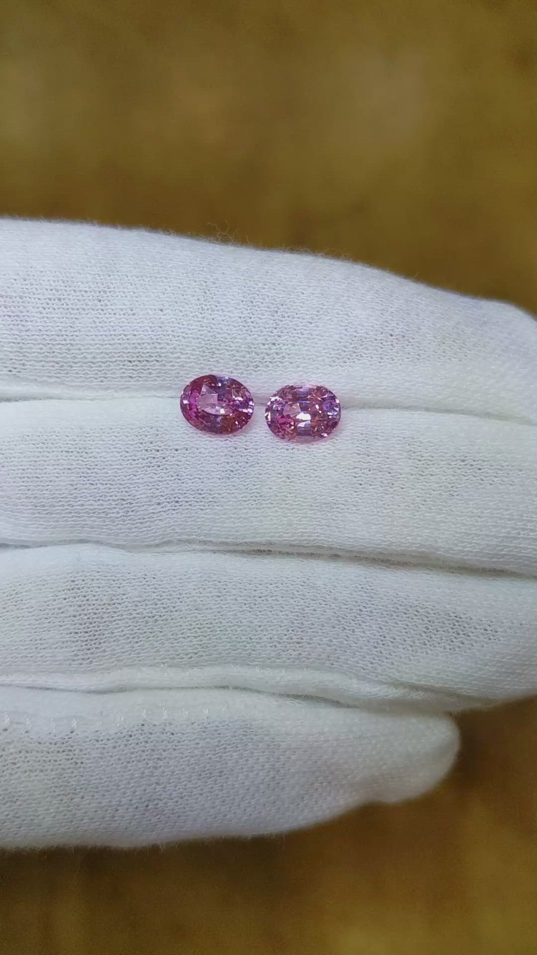 3.06 Ct.Tw.Total Carat Weight Pink Sapphire Pair from Ceylon (Sri Lanka) Size Video
