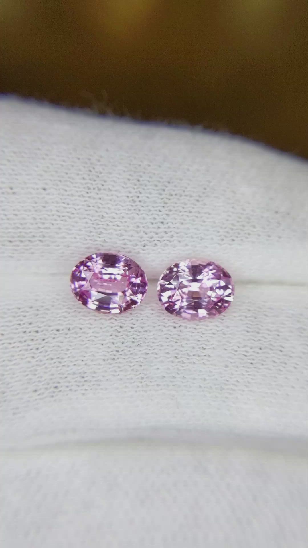 3.06 Ct.Tw.Total Carat Weight Pink Sapphire Pair from Ceylon (Sri Lanka) Size Video