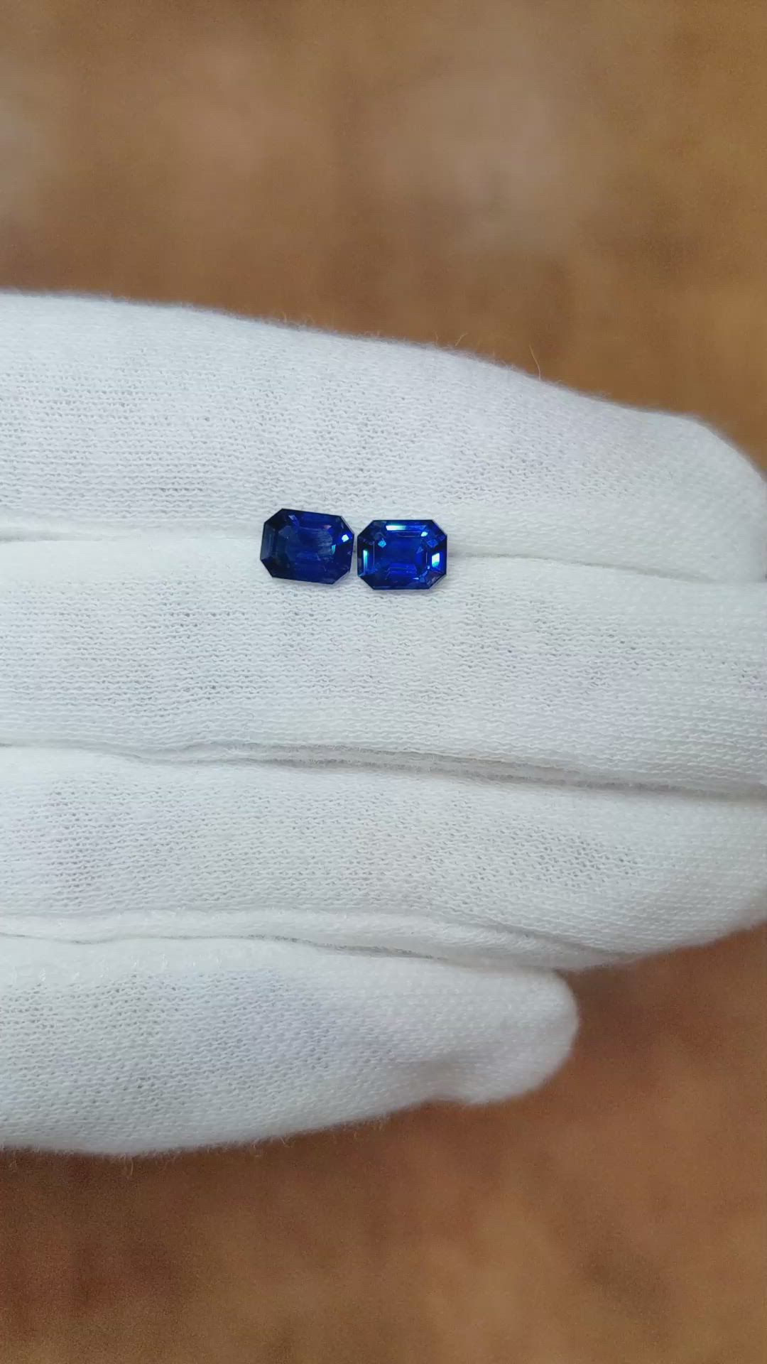 2.16 Ct.Tw.Total Carat Weight Blue Sapphire Pair from Madagascar Size Video