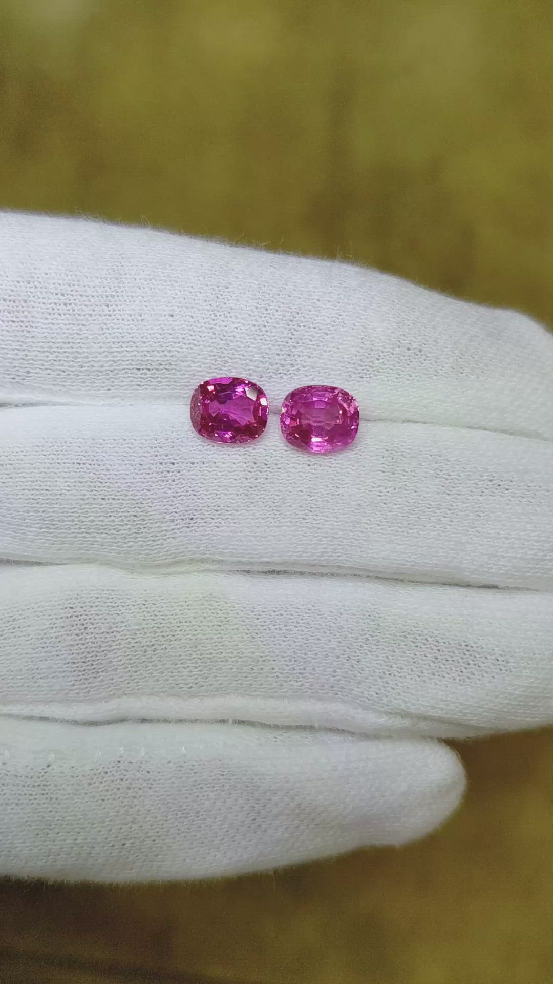 4.00&nbsp;Ct.Tw.Total Carat Weight Pink Sapphire Pair from Ceylon (Sri Lanka) Size Video