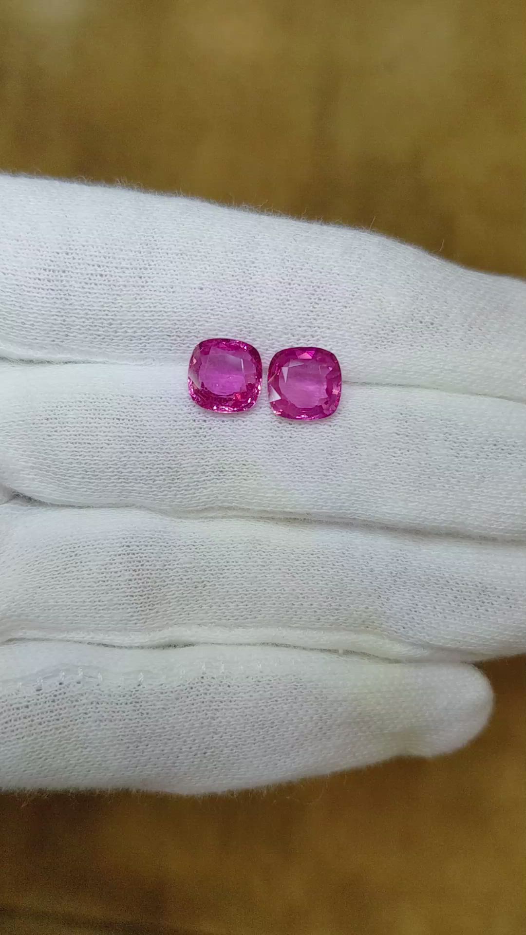 4.37 Ct.Tw.Total Carat Weight Pink Sapphire Pair from Ceylon (Sri Lanka) Size Video