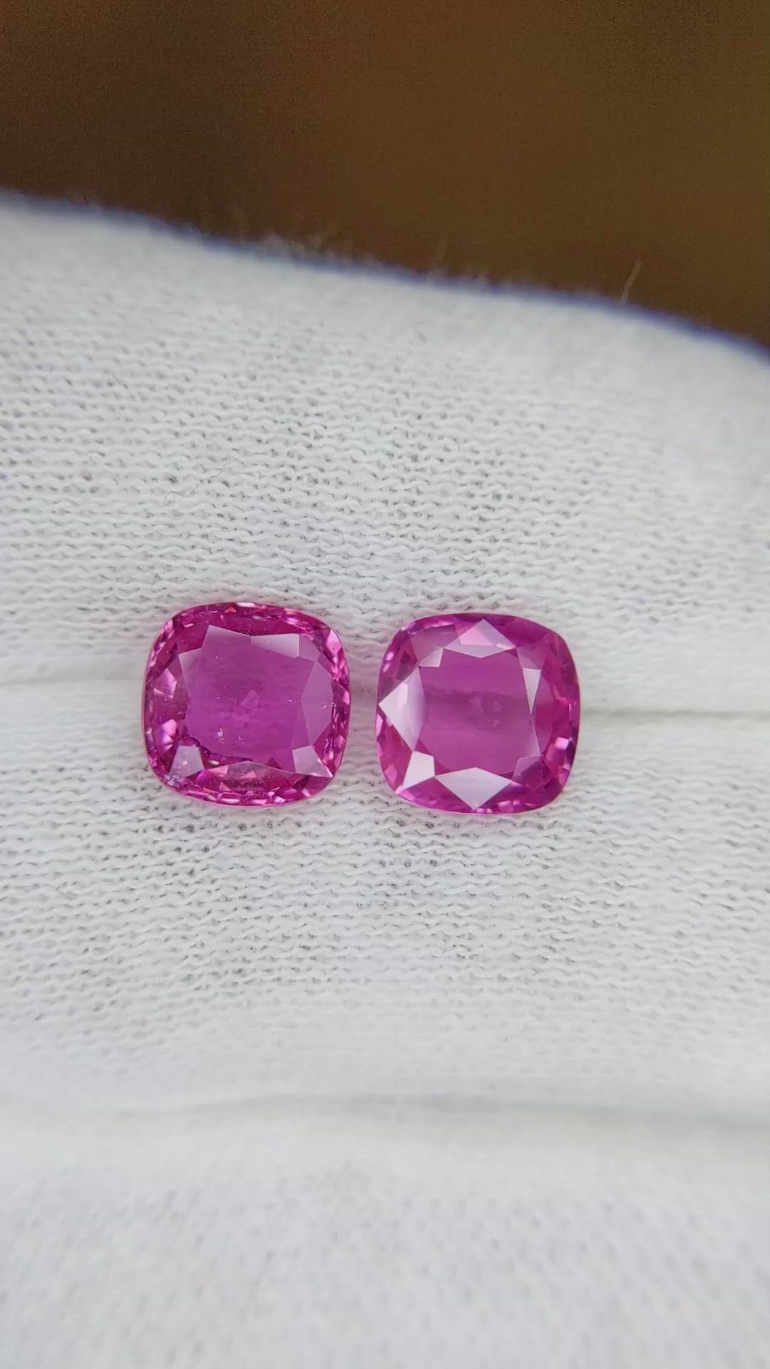 4.37 Ct.Tw.Total Carat Weight Pink Sapphire Pair from Ceylon (Sri Lanka) Size Video