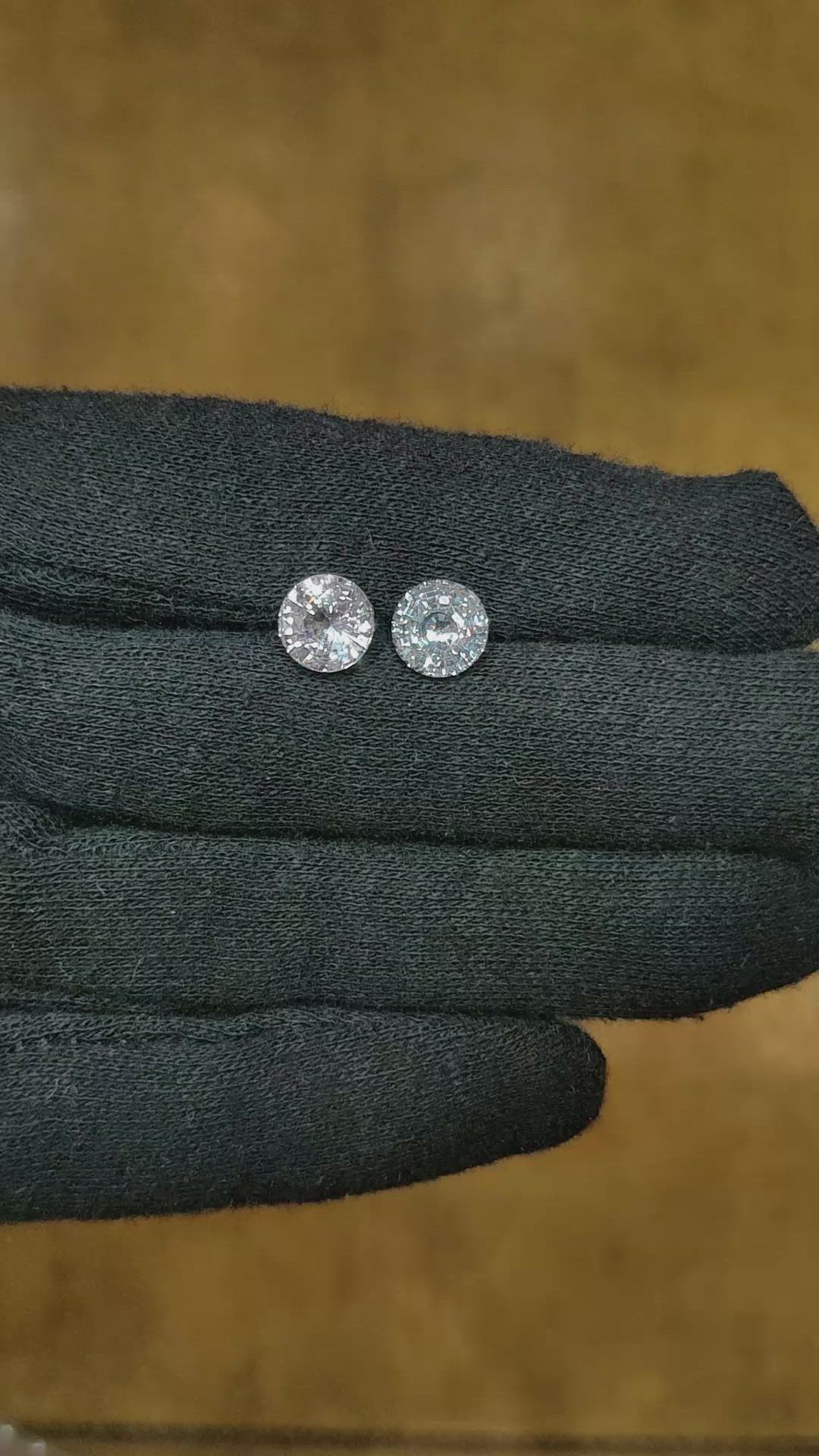 4.43 Ct.Tw.Total Carat Weight White Sapphire Pair from Ceylon (Sri Lanka) Size Video