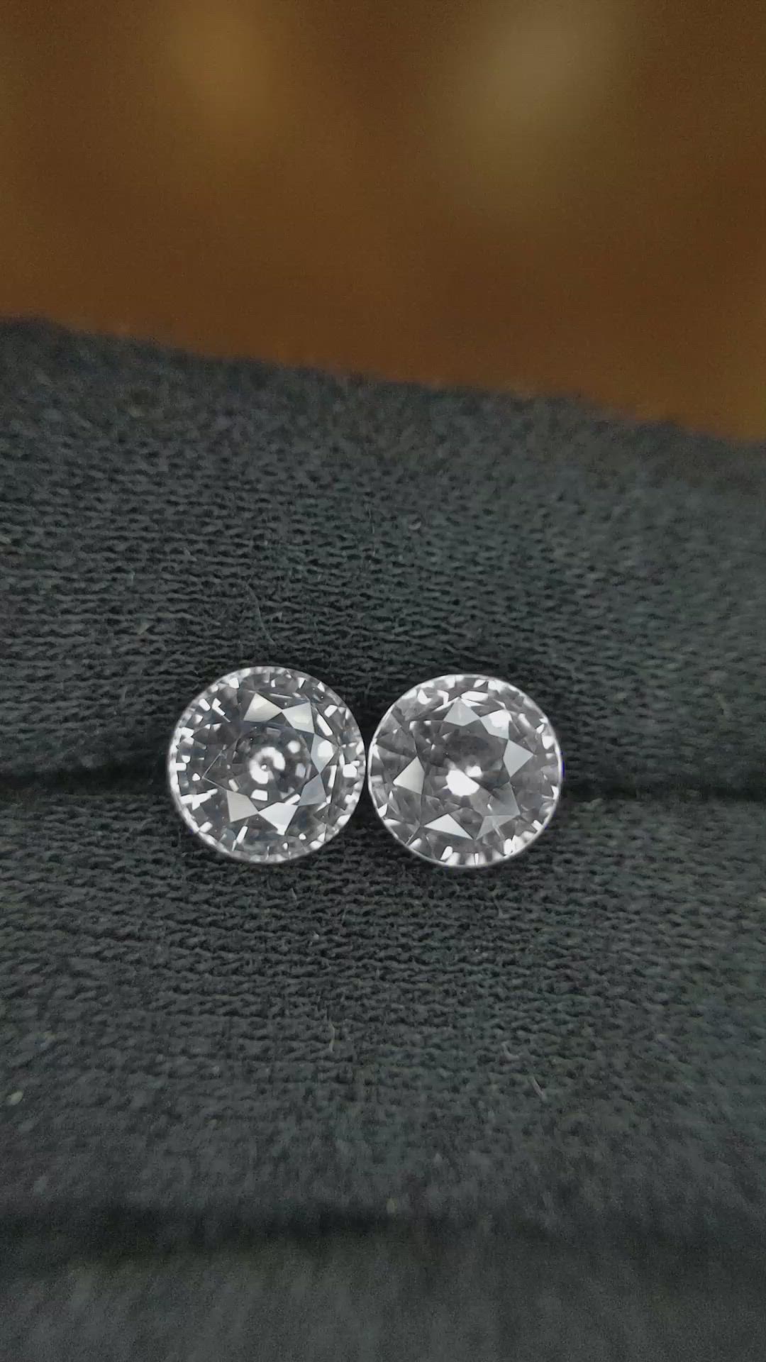 4.43 Ct.Tw.Total Carat Weight White Sapphire Pair from Ceylon (Sri Lanka) Size Video