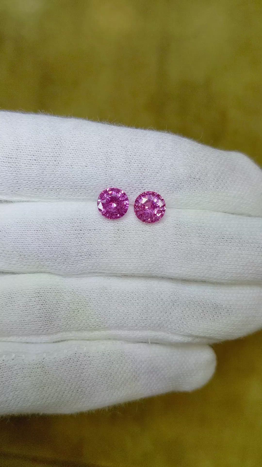 3.13 Ct.Tw.Total Carat Weight Pink Sapphire Pair from Ceylon (Sri Lanka) Size Video