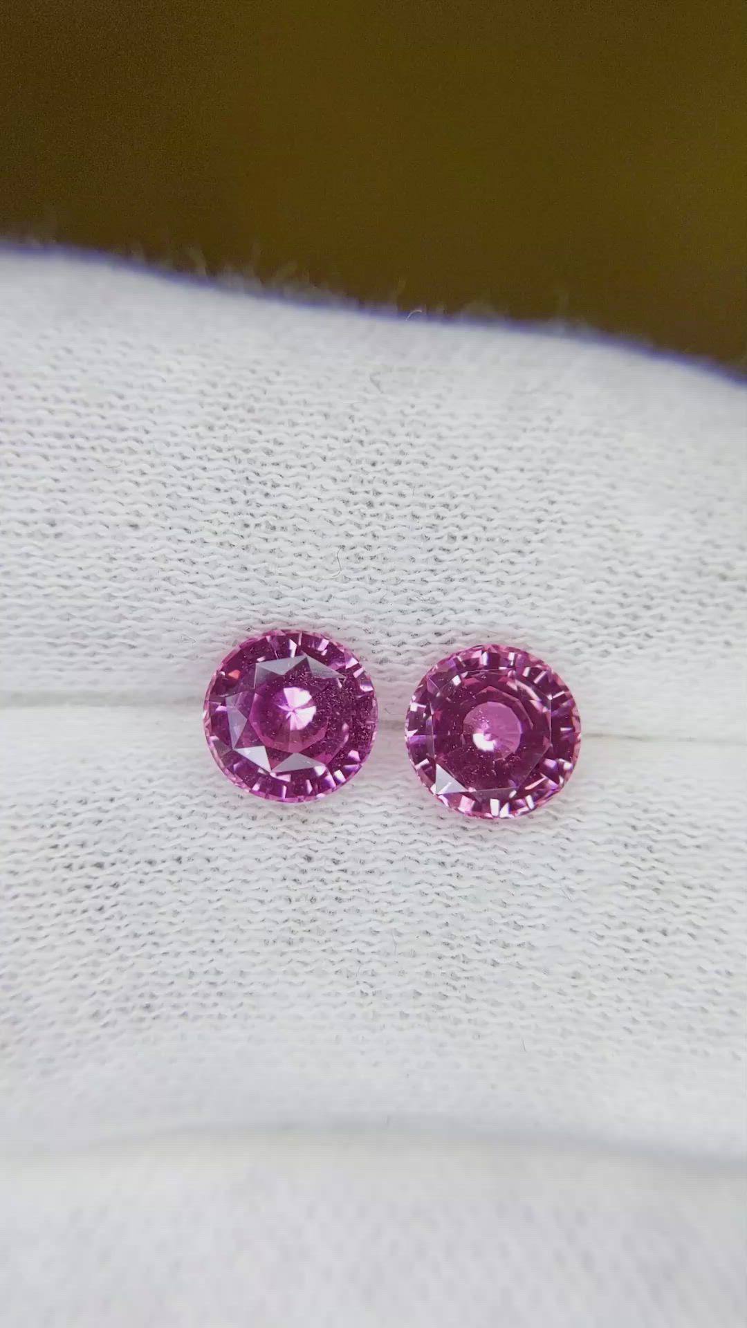 3.13 Ct.Tw.Total Carat Weight Pink Sapphire Pair from Ceylon (Sri Lanka) Size Video