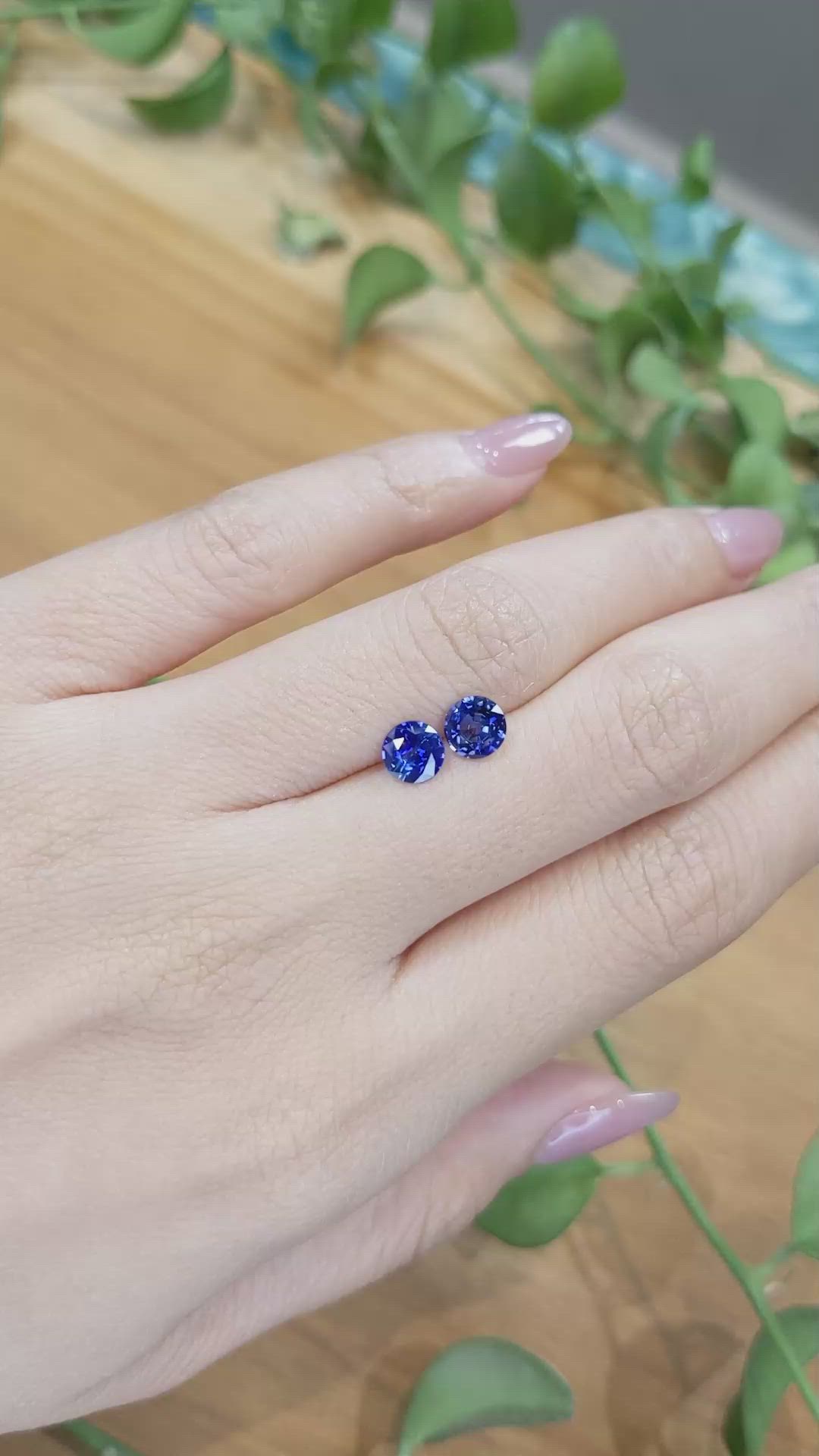 1.66&nbsp;Ct.Tw.Total Carat Weight Blue Sapphire Pair from Ceylon (Sri Lanka) Size Video