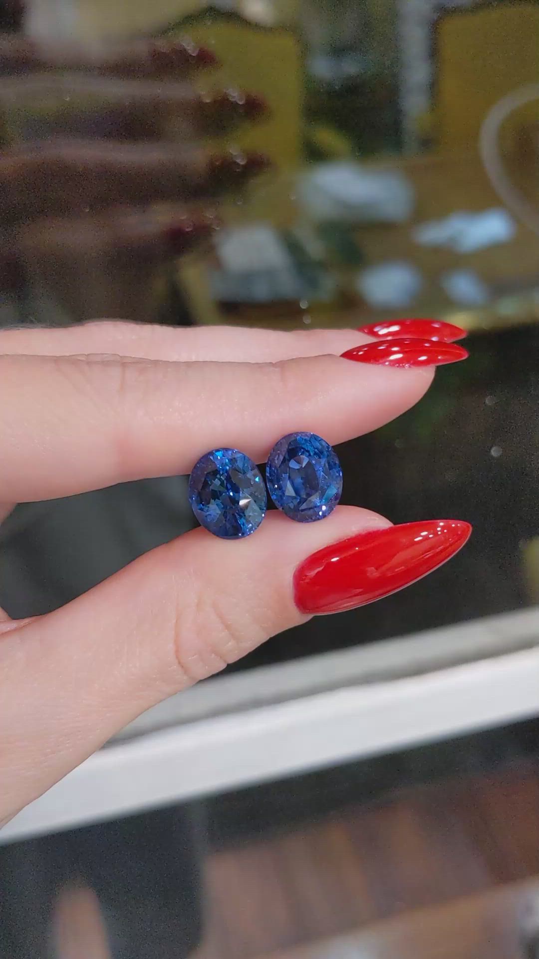 13.17 Ct.Tw.Total Carat Weight Blue Sapphire Pair from Ceylon (Sri Lanka) Size Video