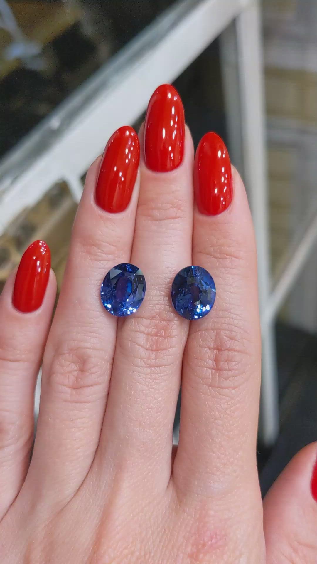 13.17 Ct.Tw.Total Carat Weight Blue Sapphire Pair from Ceylon (Sri Lanka) Size Video