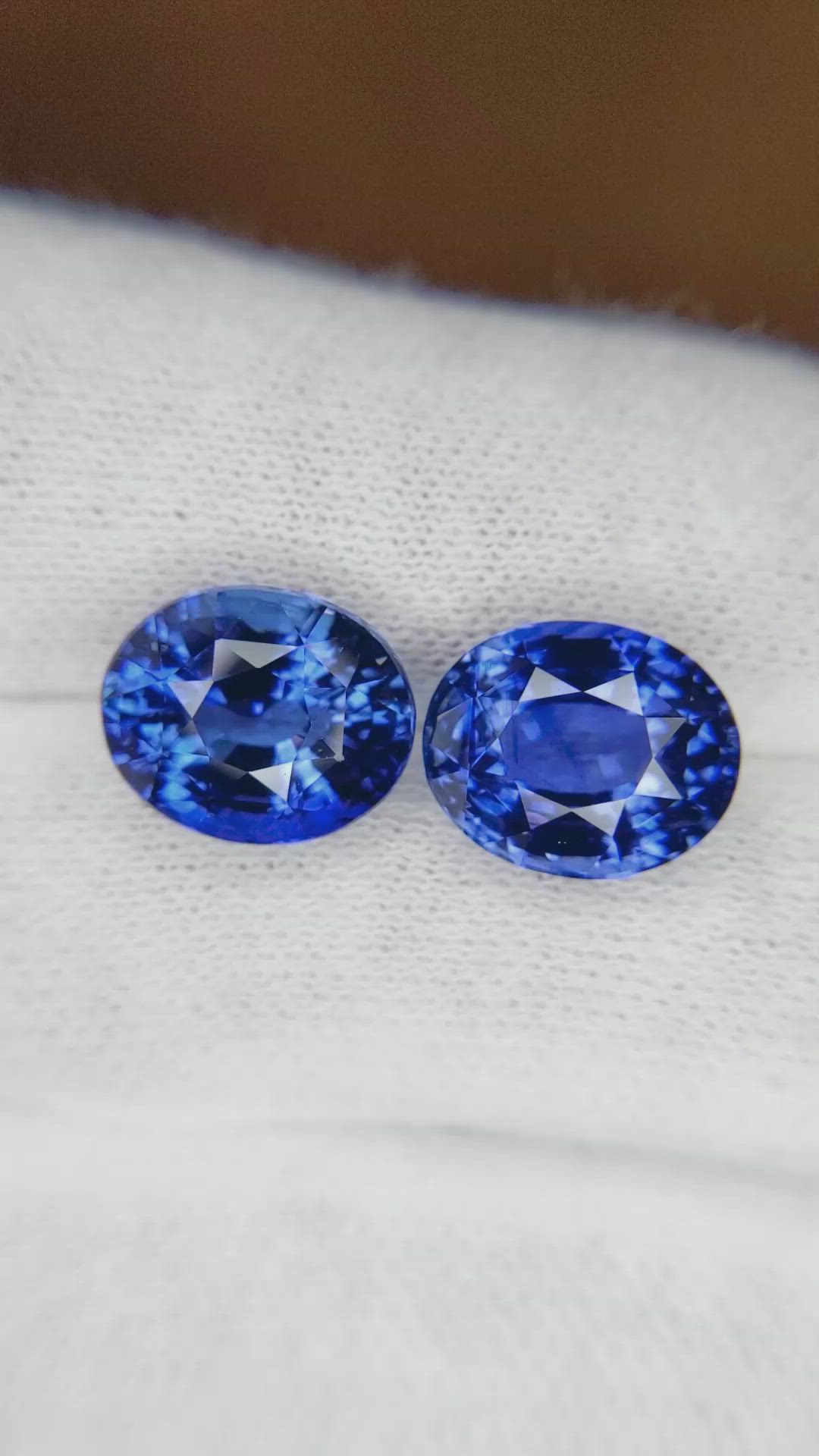 13.17 Ct.Tw.Total Carat Weight Blue Sapphire Pair from Ceylon (Sri Lanka) Size Video