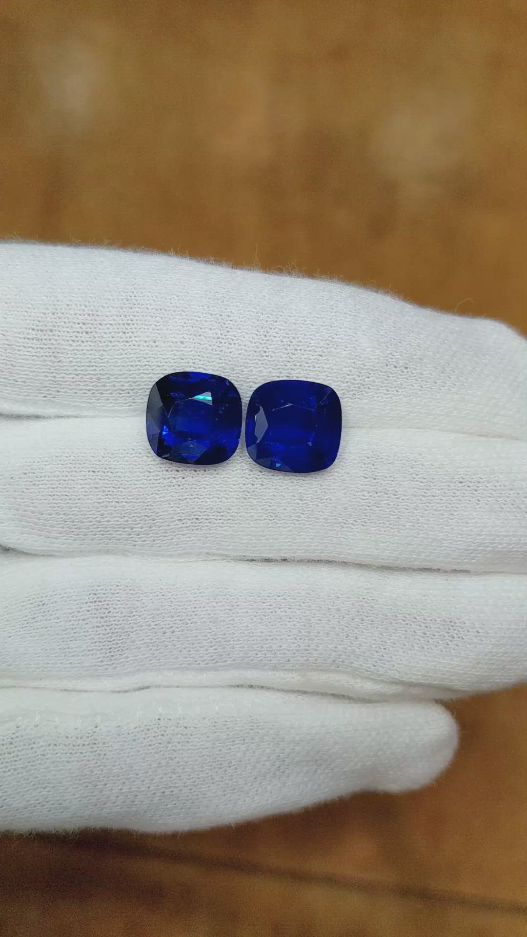 11.35 Ct.Tw.Total Carat Weight Blue Sapphire Pair from Ceylon (Sri Lanka) Size Video