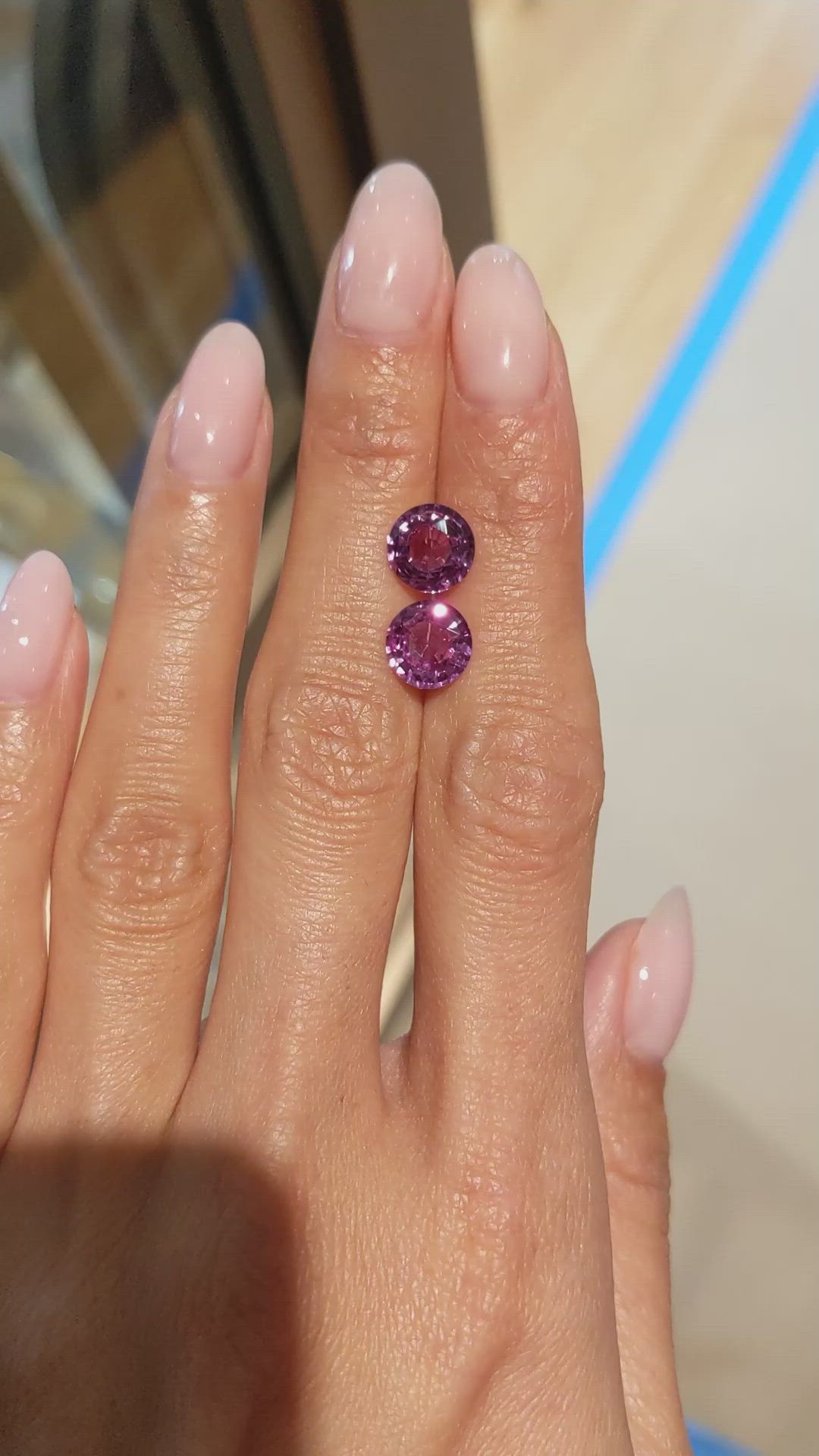 4.39 Ct.Tw.Total Carat Weight Pink Sapphire Pair from Madagascar Size Video